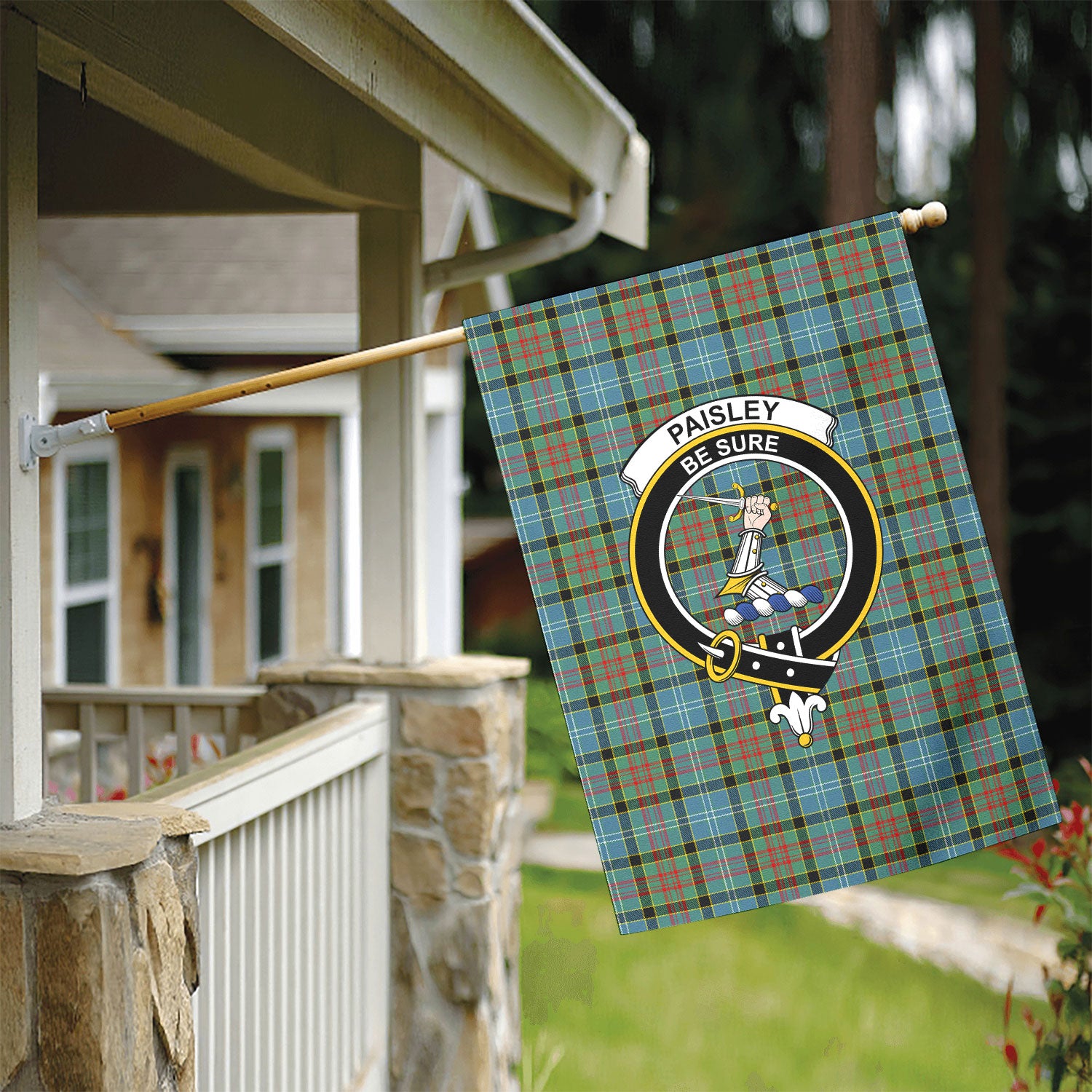 Paisley District Tartan Crest Garden Flag