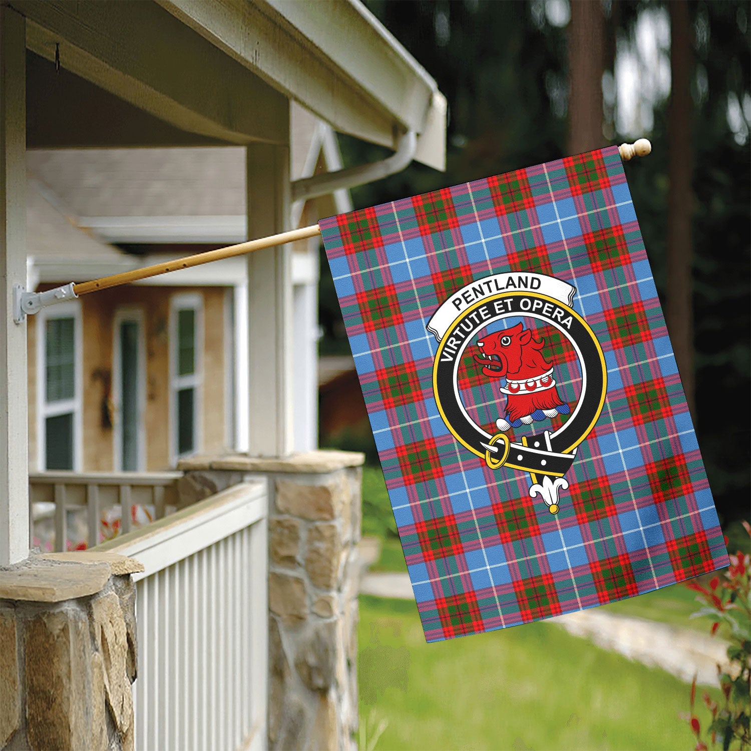 Pentland Tartan Crest Garden Flag