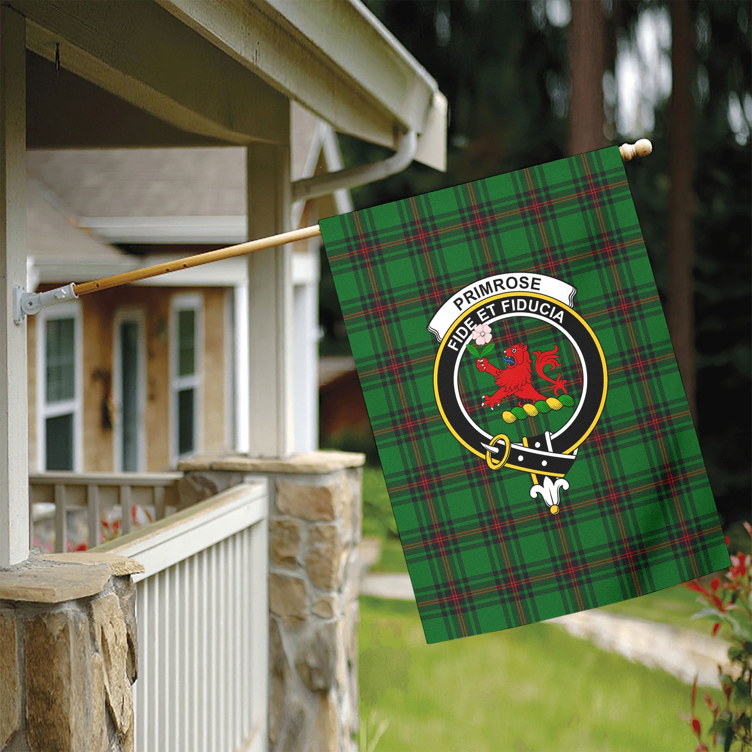 Primrose Tartan Crest Garden Flag