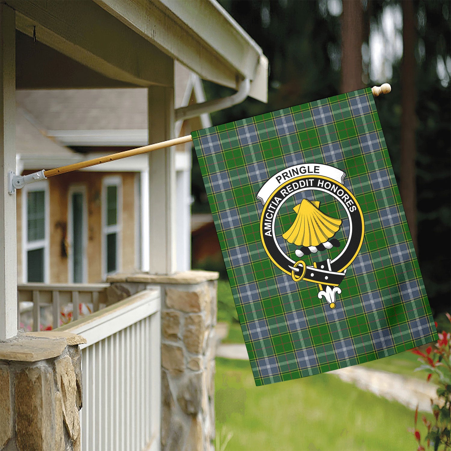Pringle Tartan Crest Garden Flag