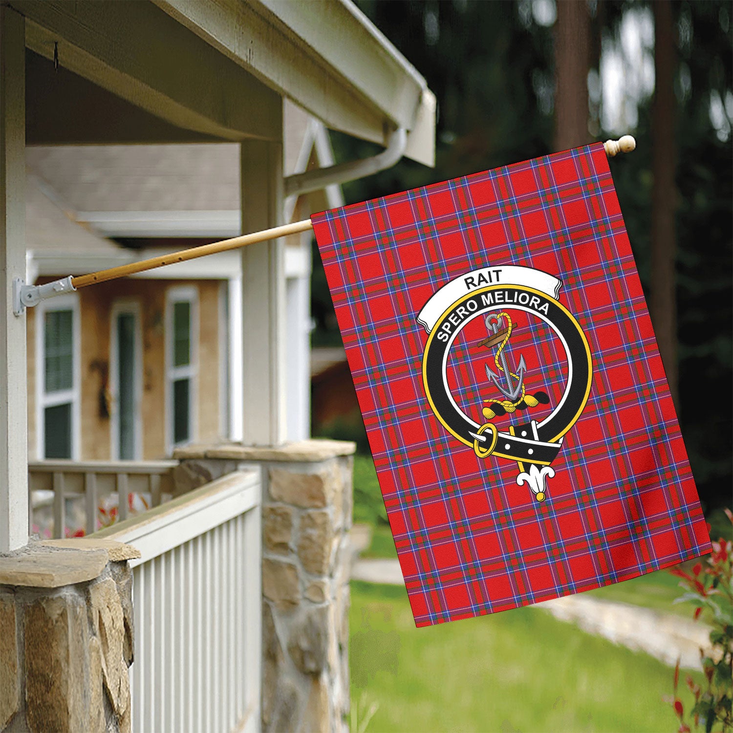 Rait Tartan Crest Garden Flag