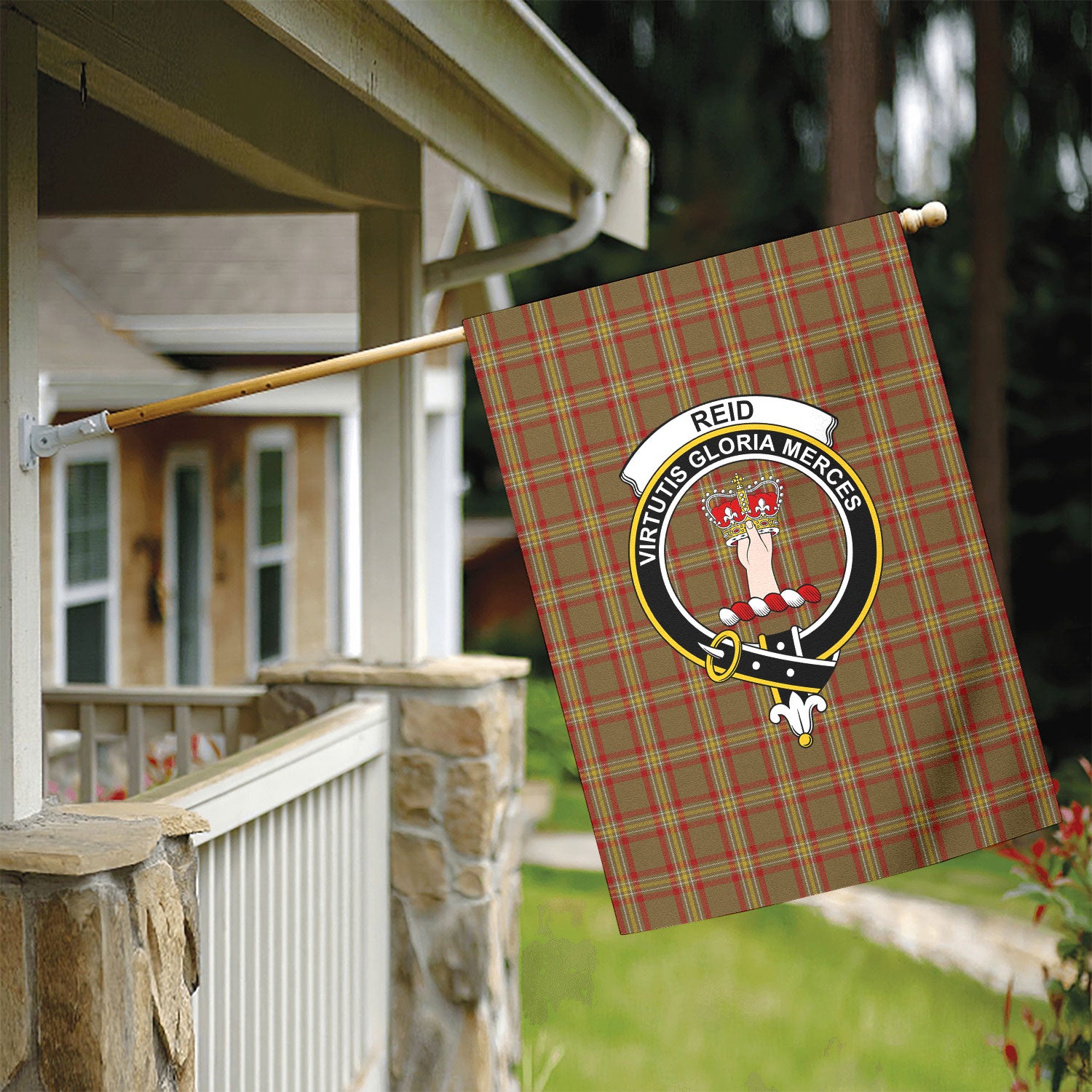 Reid Ancient Tartan Crest Garden Flag