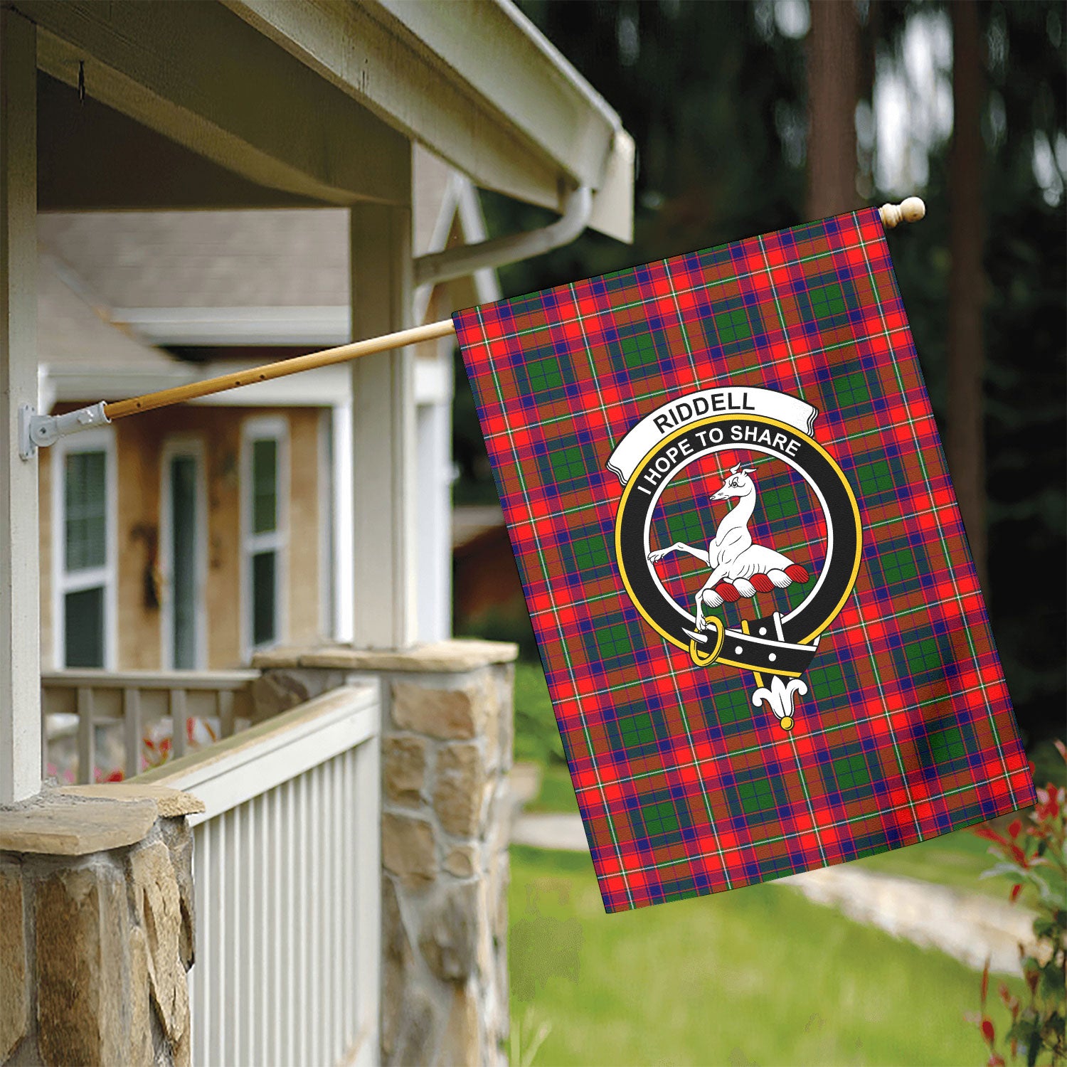 Riddell Tartan Crest Garden Flag