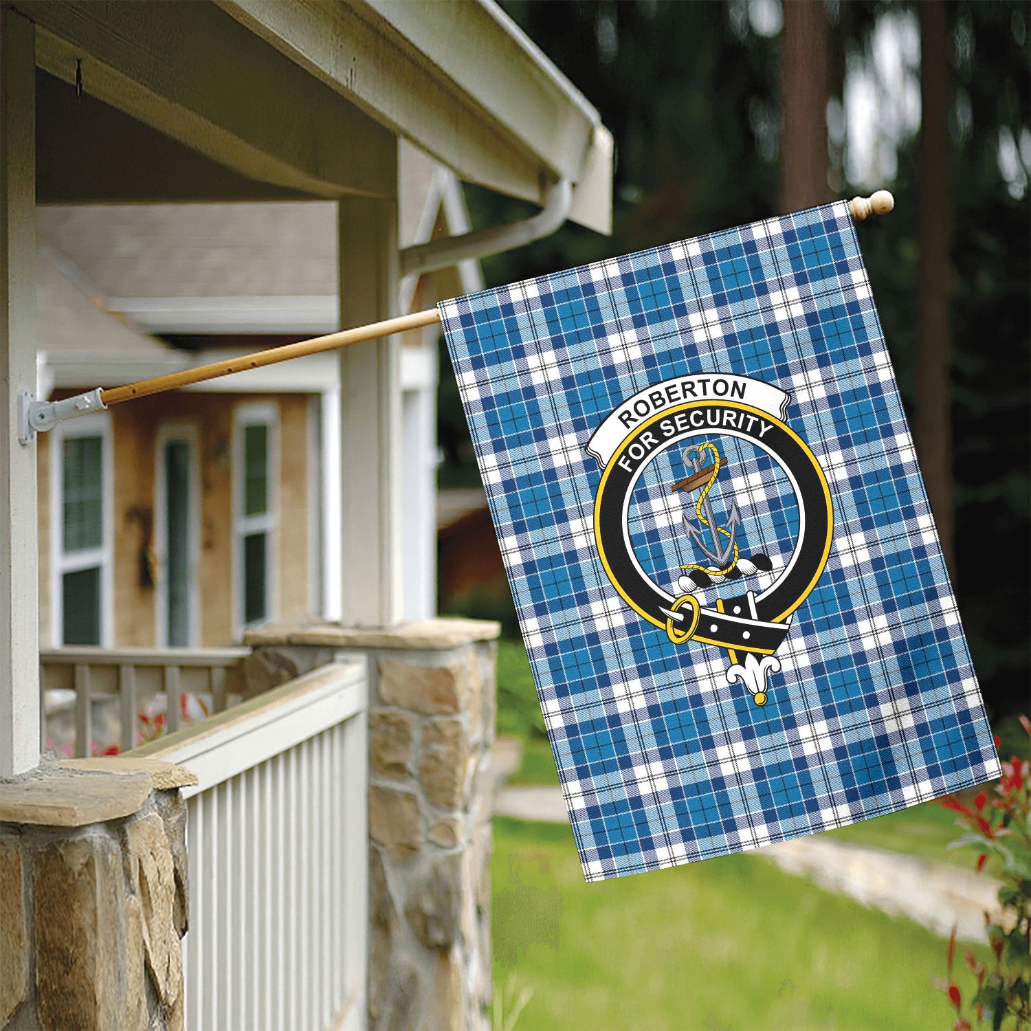 Roberton Tartan Crest Garden Flag