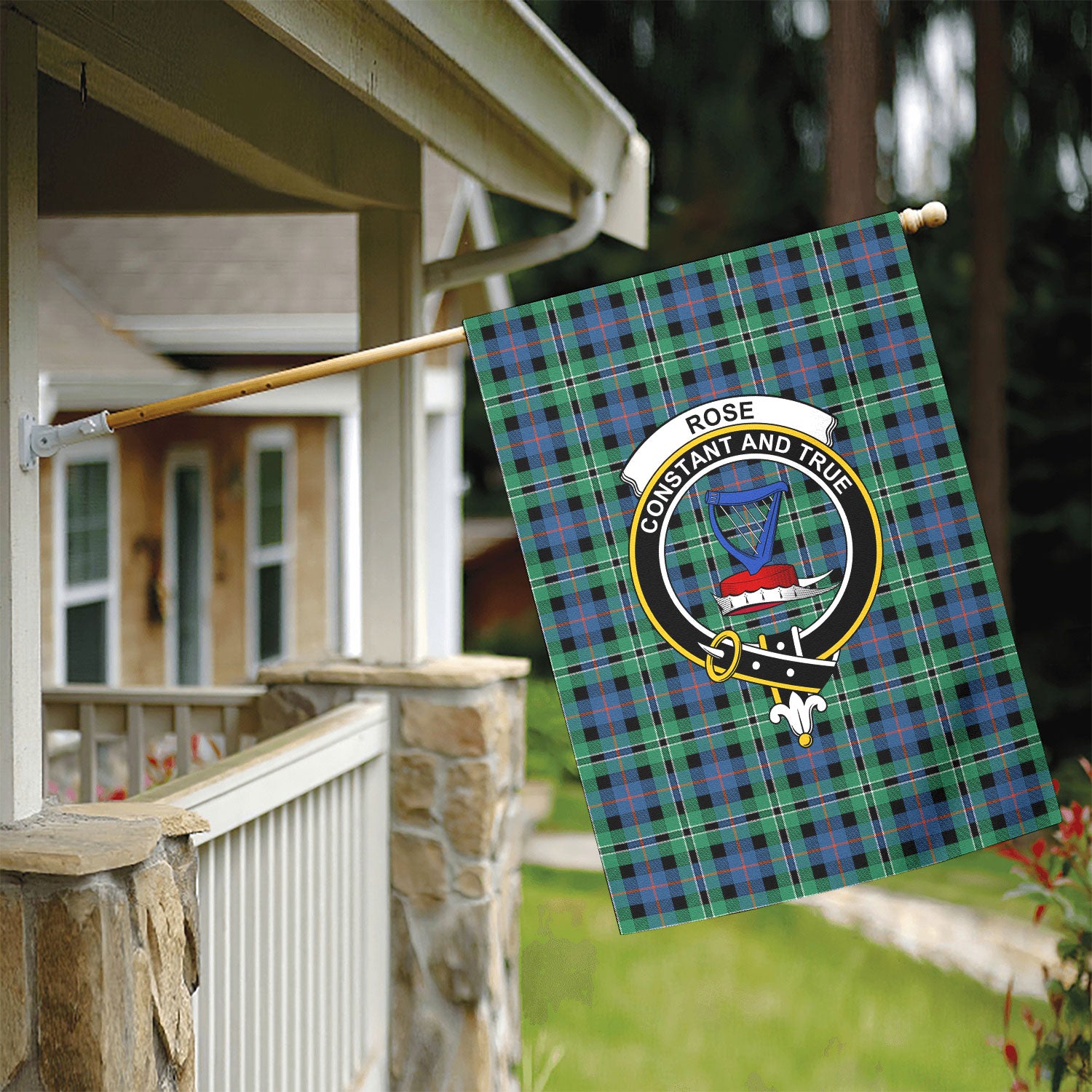 Rose Hunting Ancient Tartan Crest Garden Flag