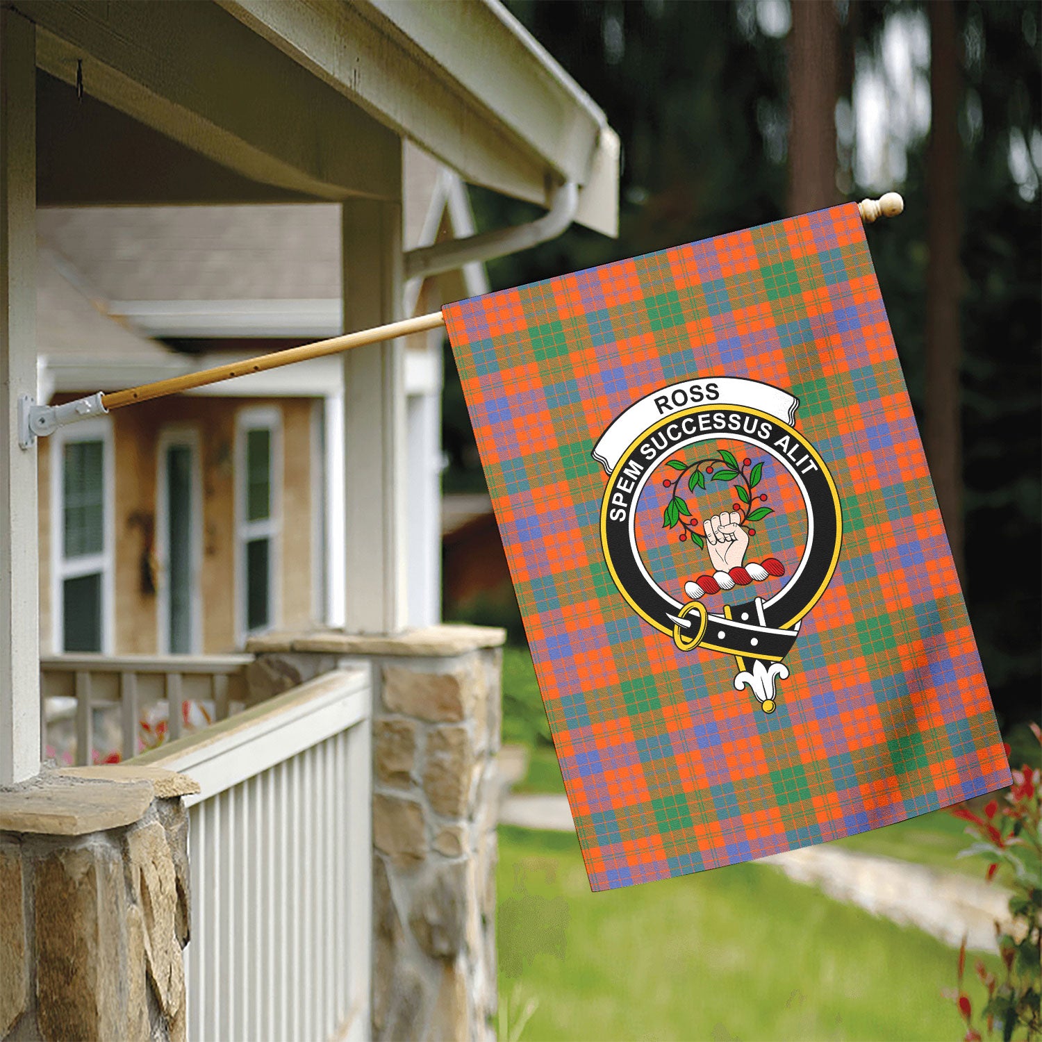 Ross Ancient Tartan Crest Garden Flag
