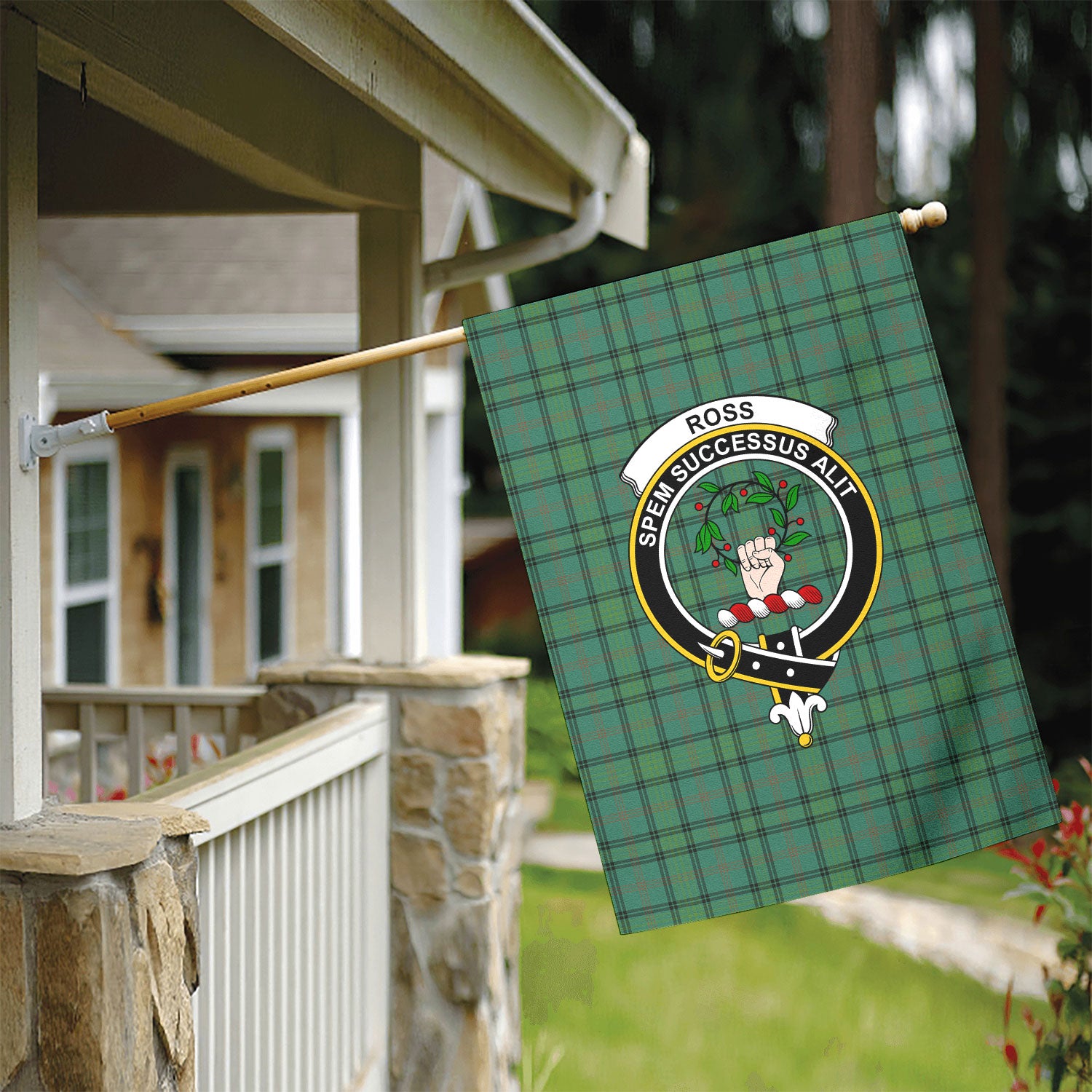 Ross Hunting Ancient Tartan Crest Garden Flag