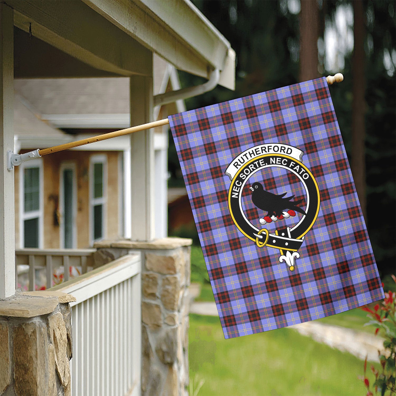 Rutherford Tartan Crest Garden Flag