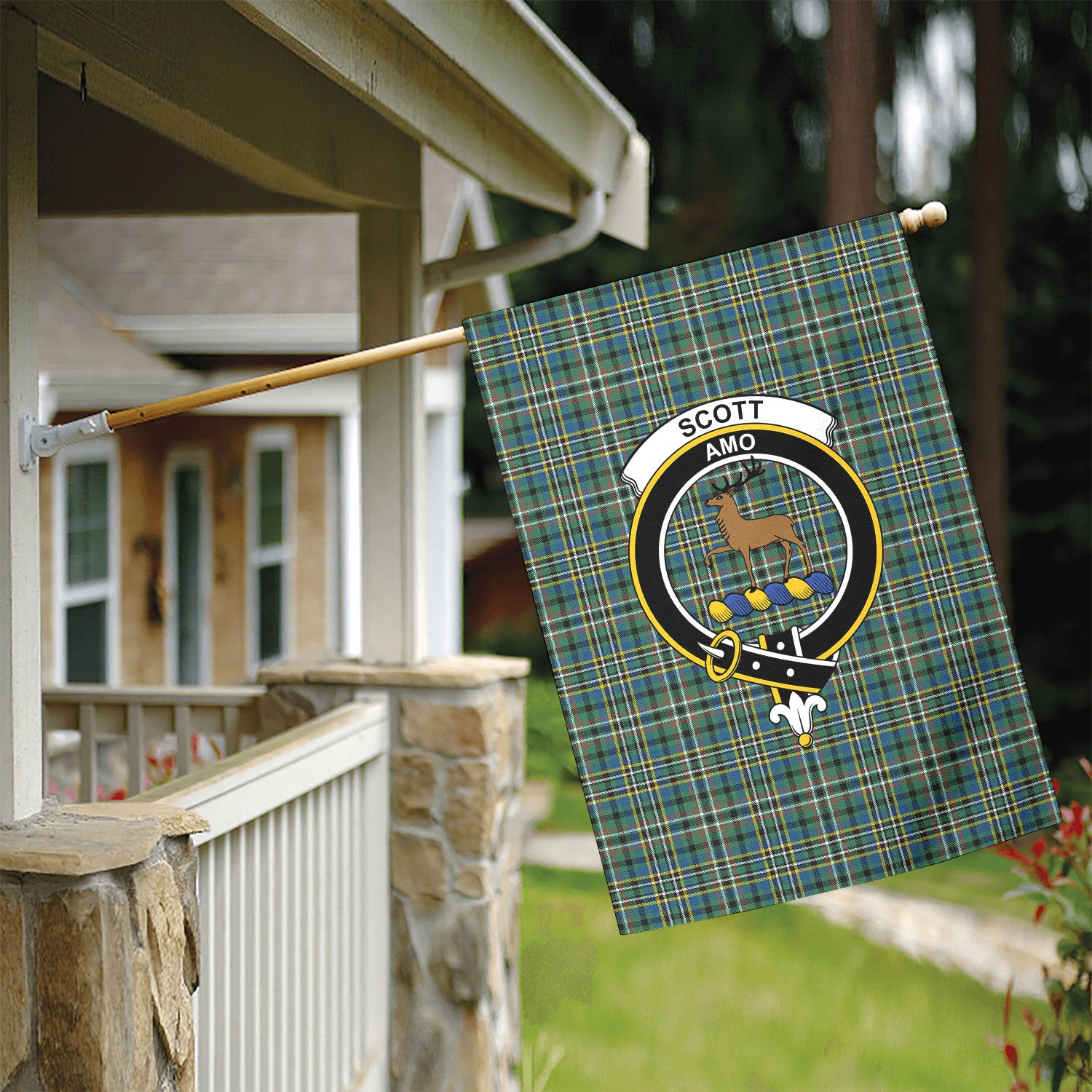 Scott Green Ancient Tartan Crest Garden Flag