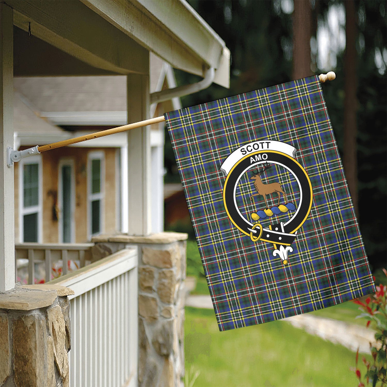 Scott Green Modern Tartan Crest Garden Flag