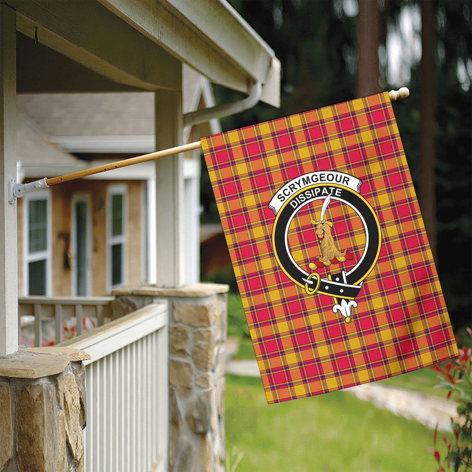 Scrymgeour Tartan Crest Garden Flag