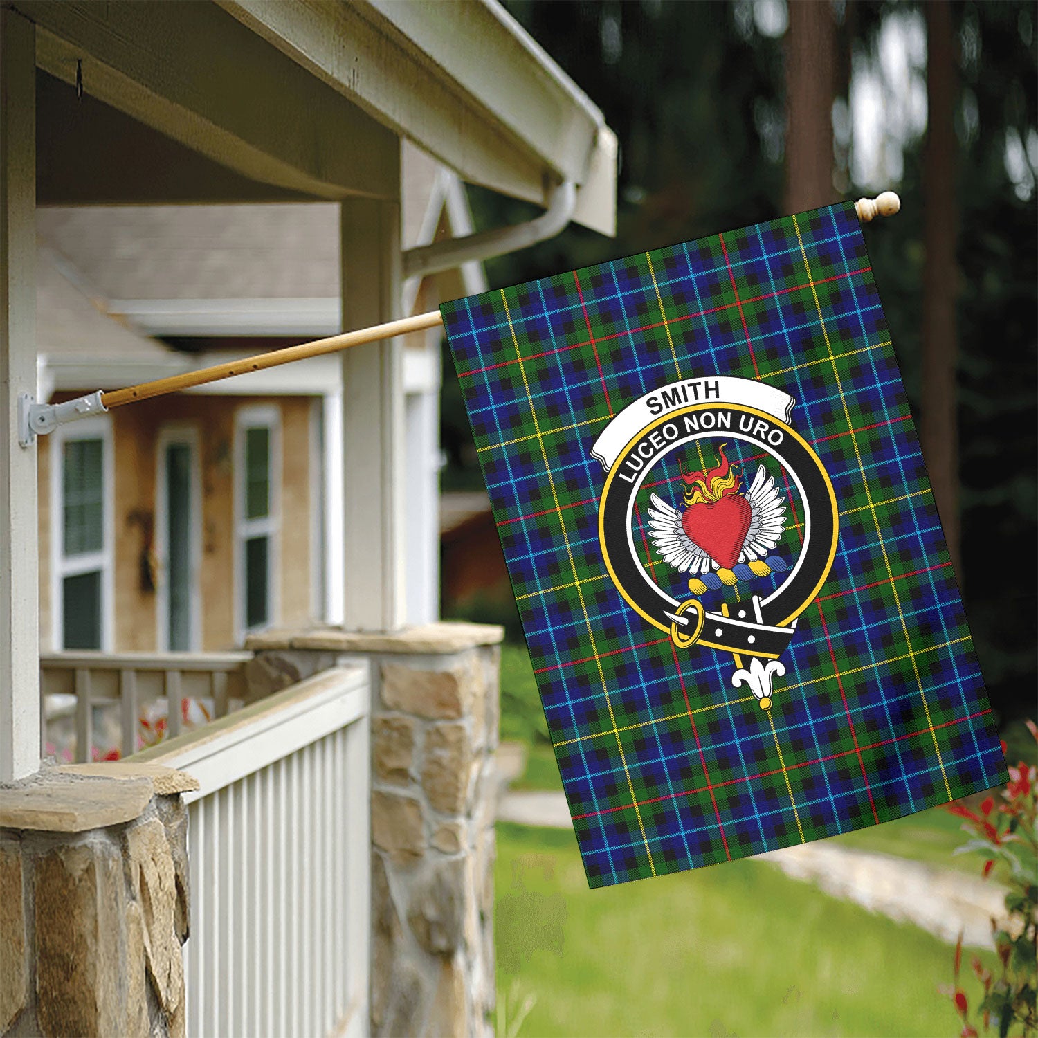 Smith Modern Tartan Crest Garden Flag