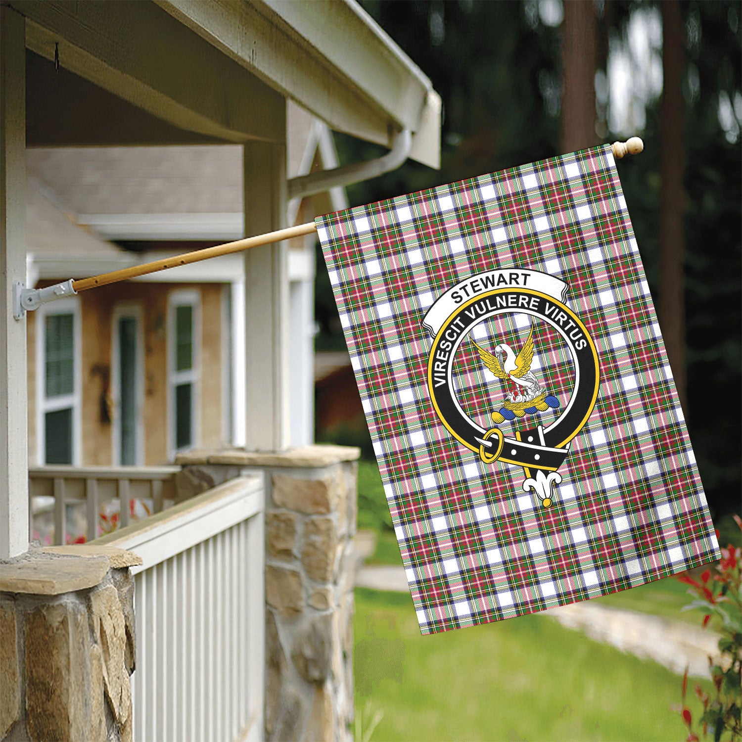 Stewart Dress Modern Tartan Crest Garden Flag