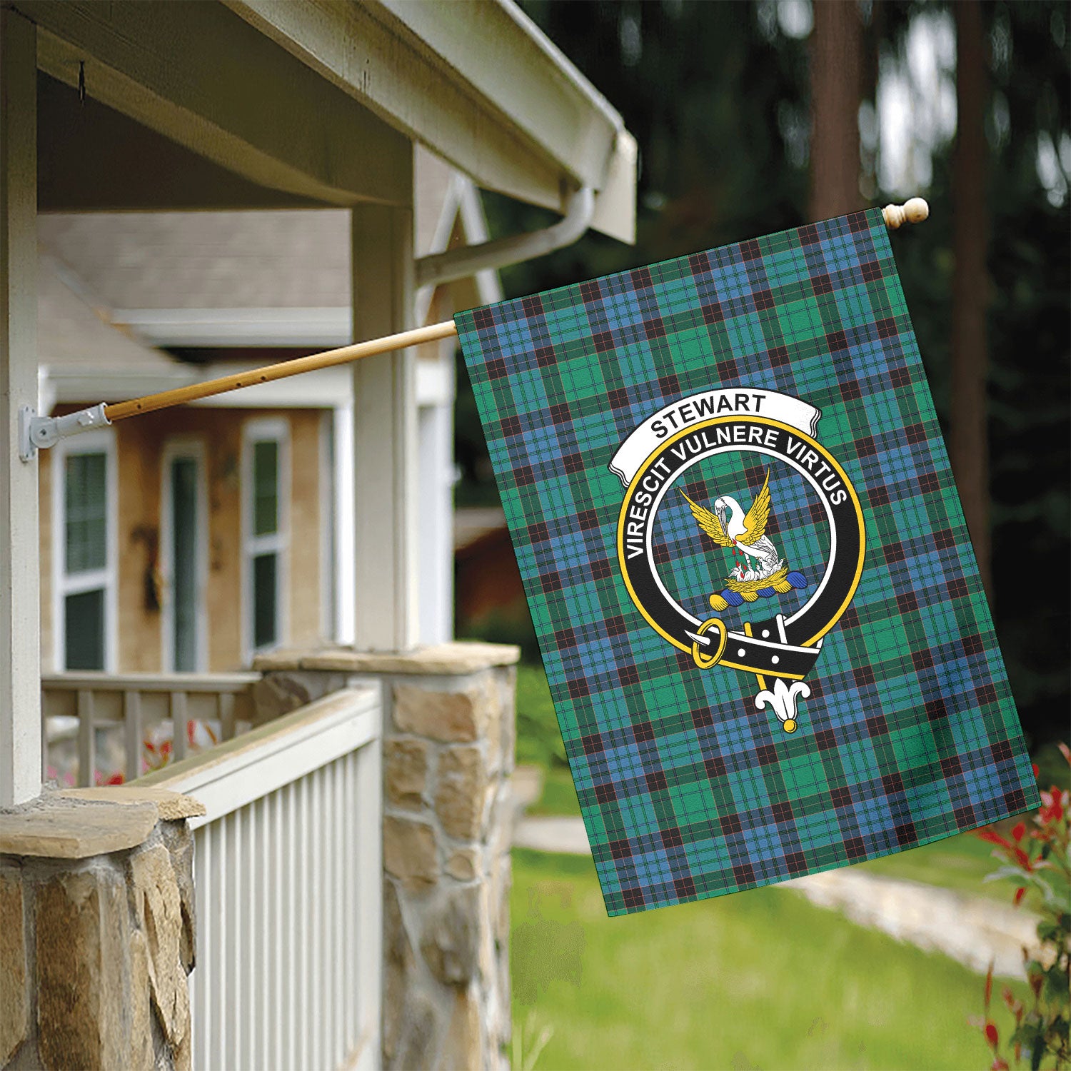 Stewart Old Ancient Tartan Crest Garden Flag