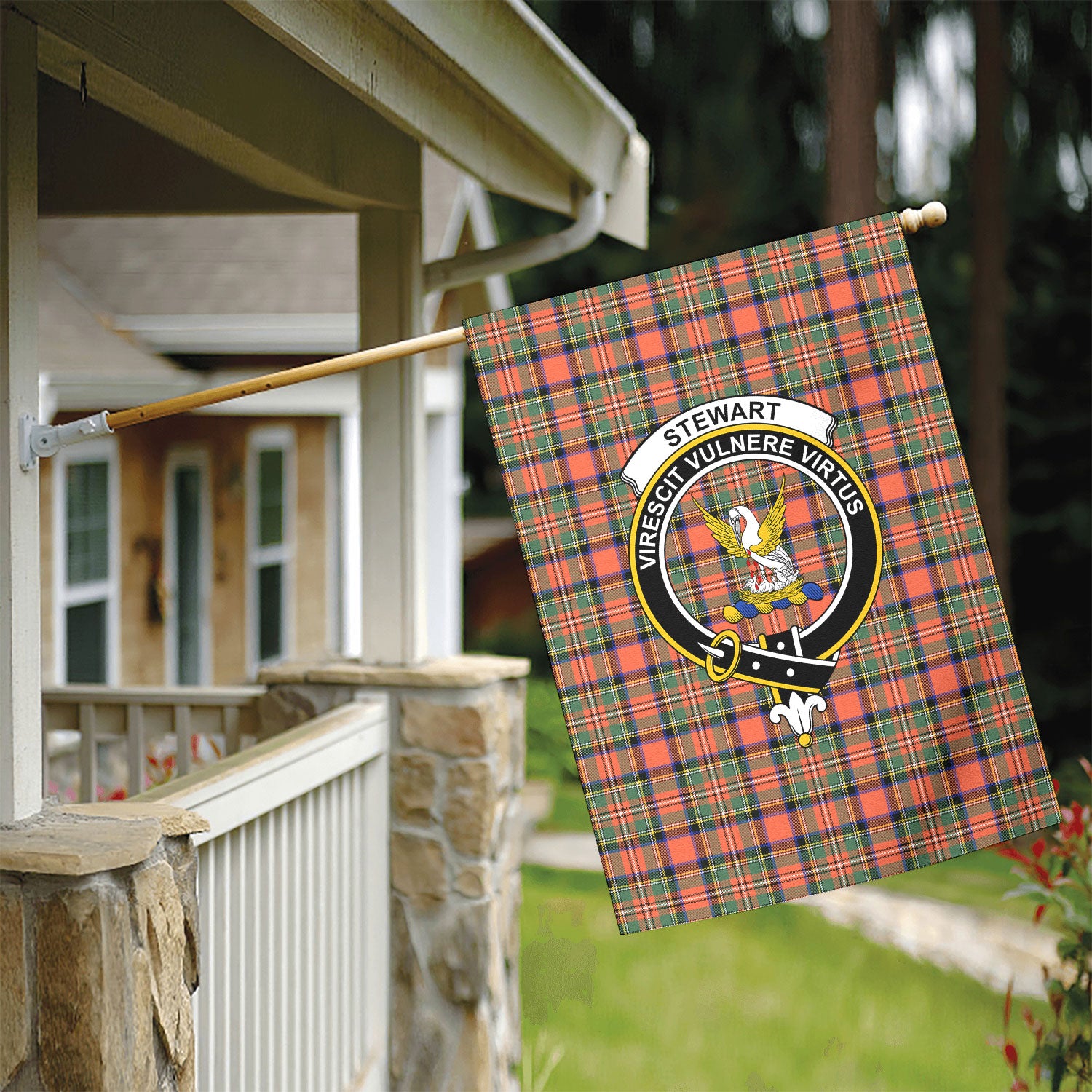 Stewart Royal Ancient Tartan Crest Garden Flag