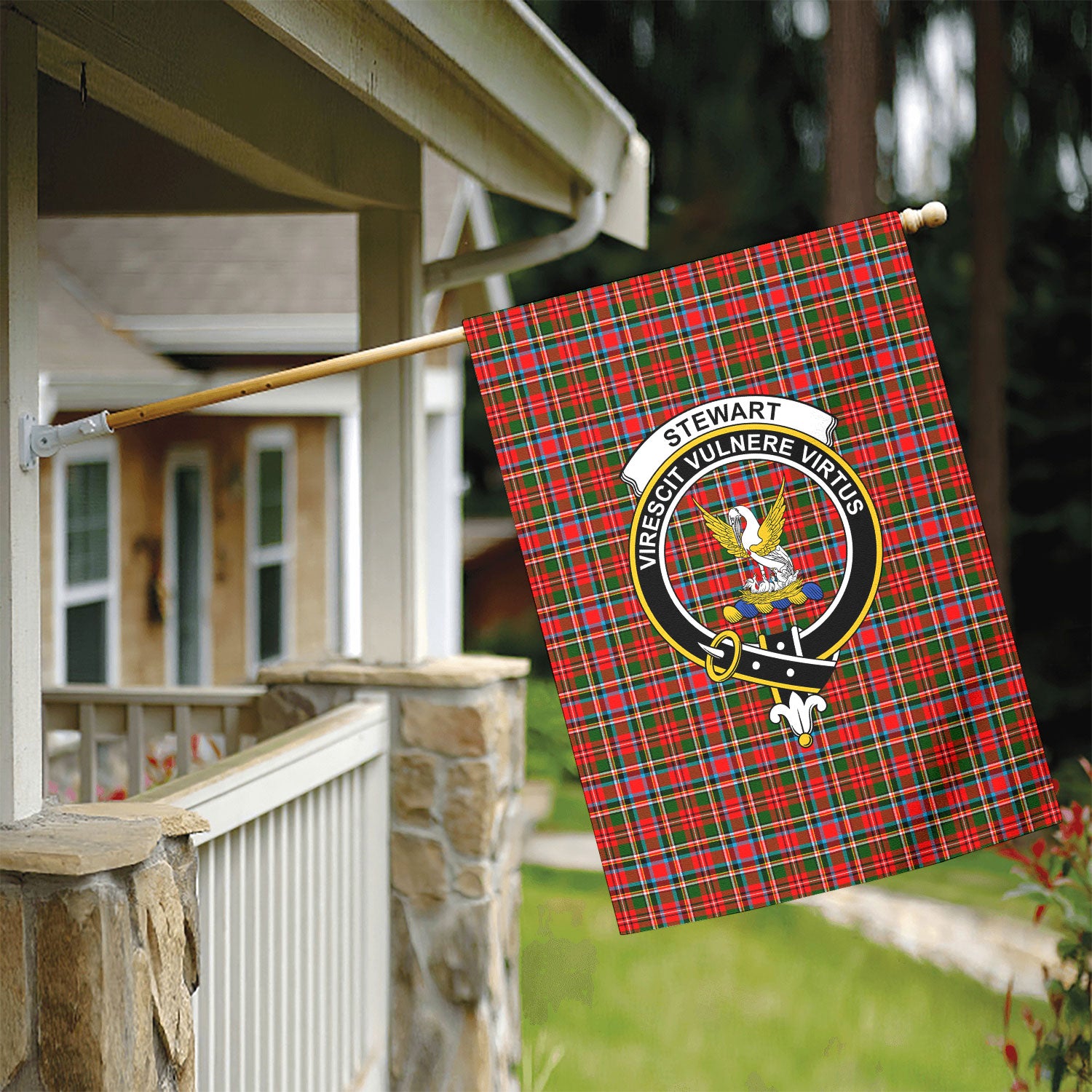 Stewart Royal Tartan Crest Garden Flag