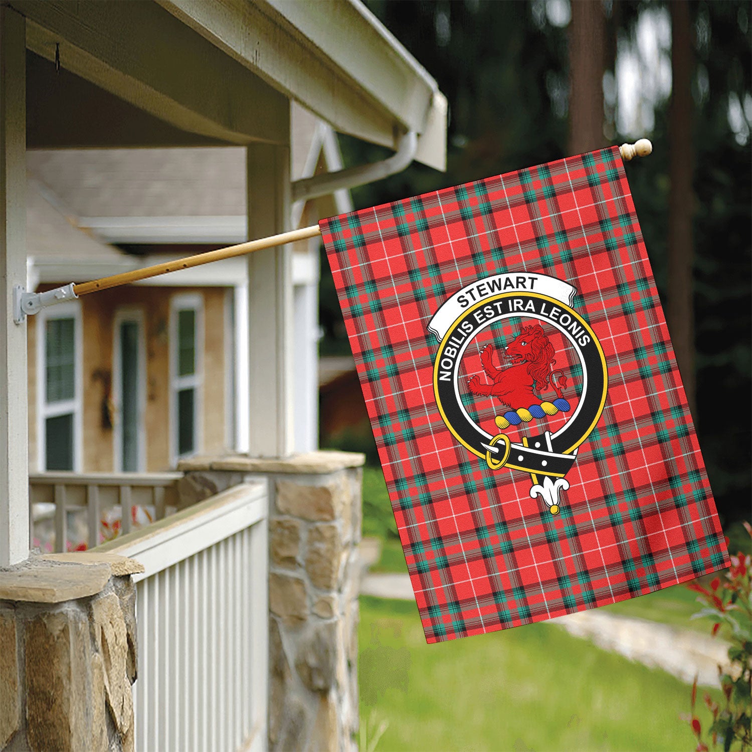 Stewart (Stuart) of Bute Tartan Crest Garden Flag