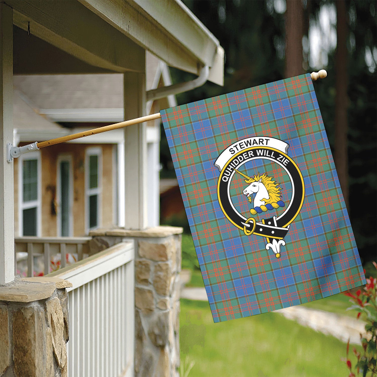 Stewart of Appin Hunting Ancient Tartan Crest Garden Flag