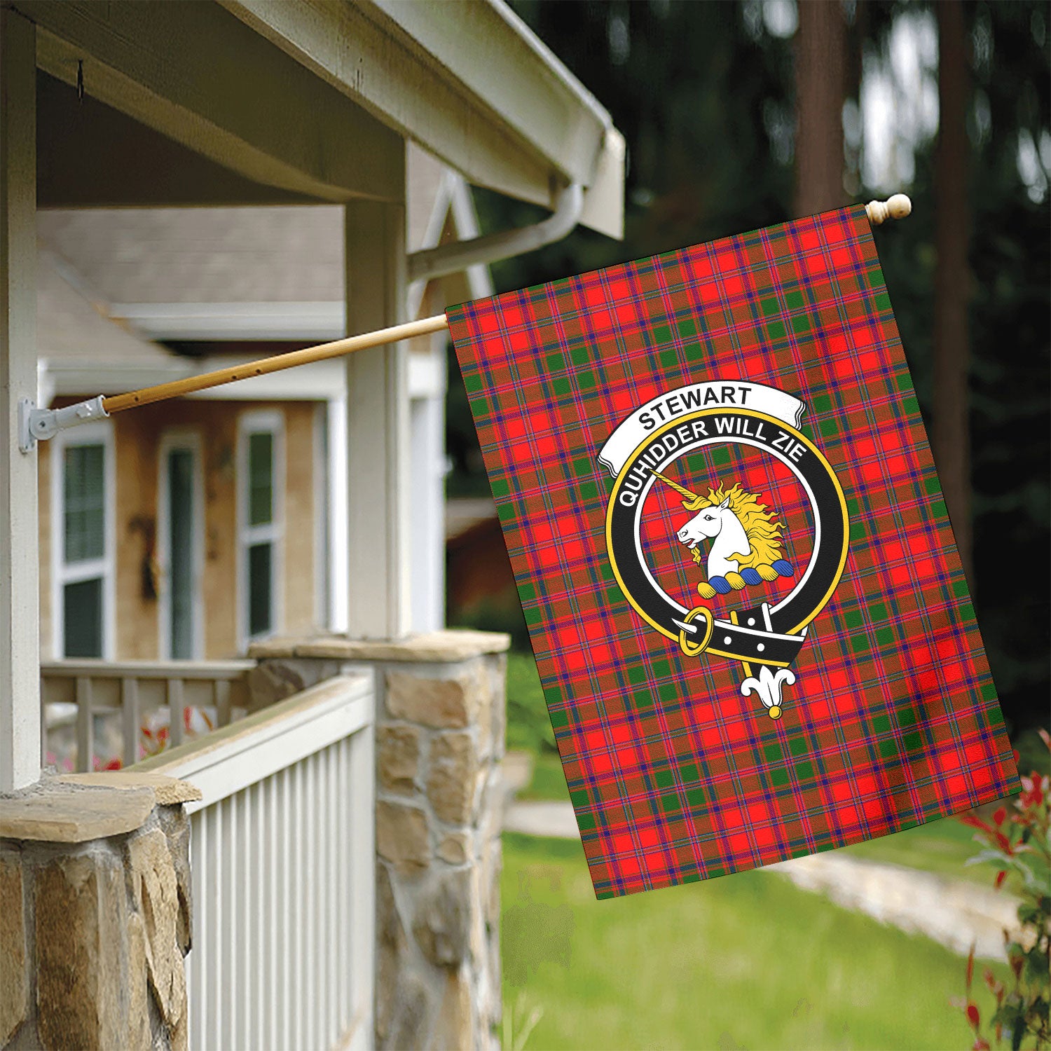 Stewart of Appin Modern Tartan Crest Garden Flag