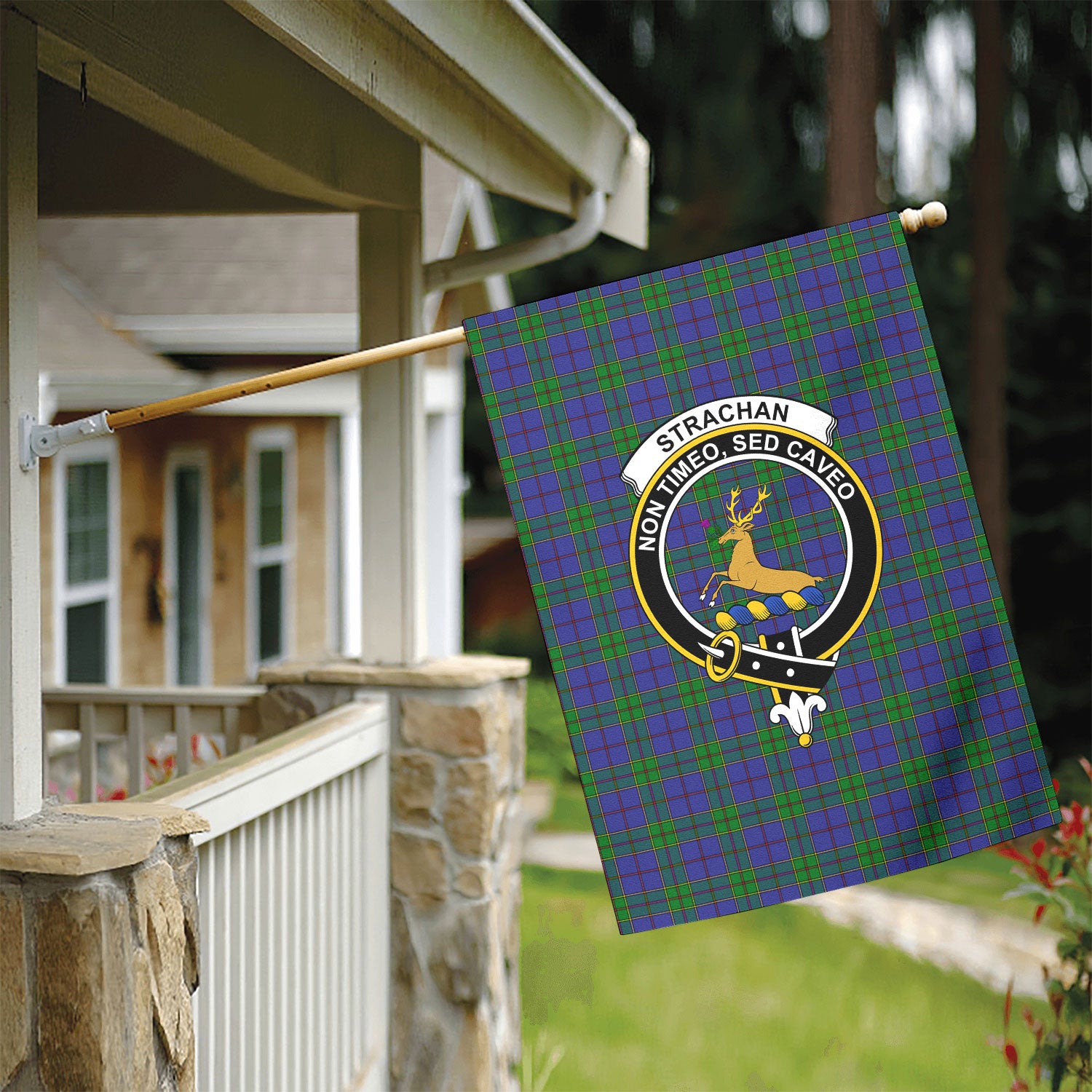 Strachan Tartan Crest Garden Flag