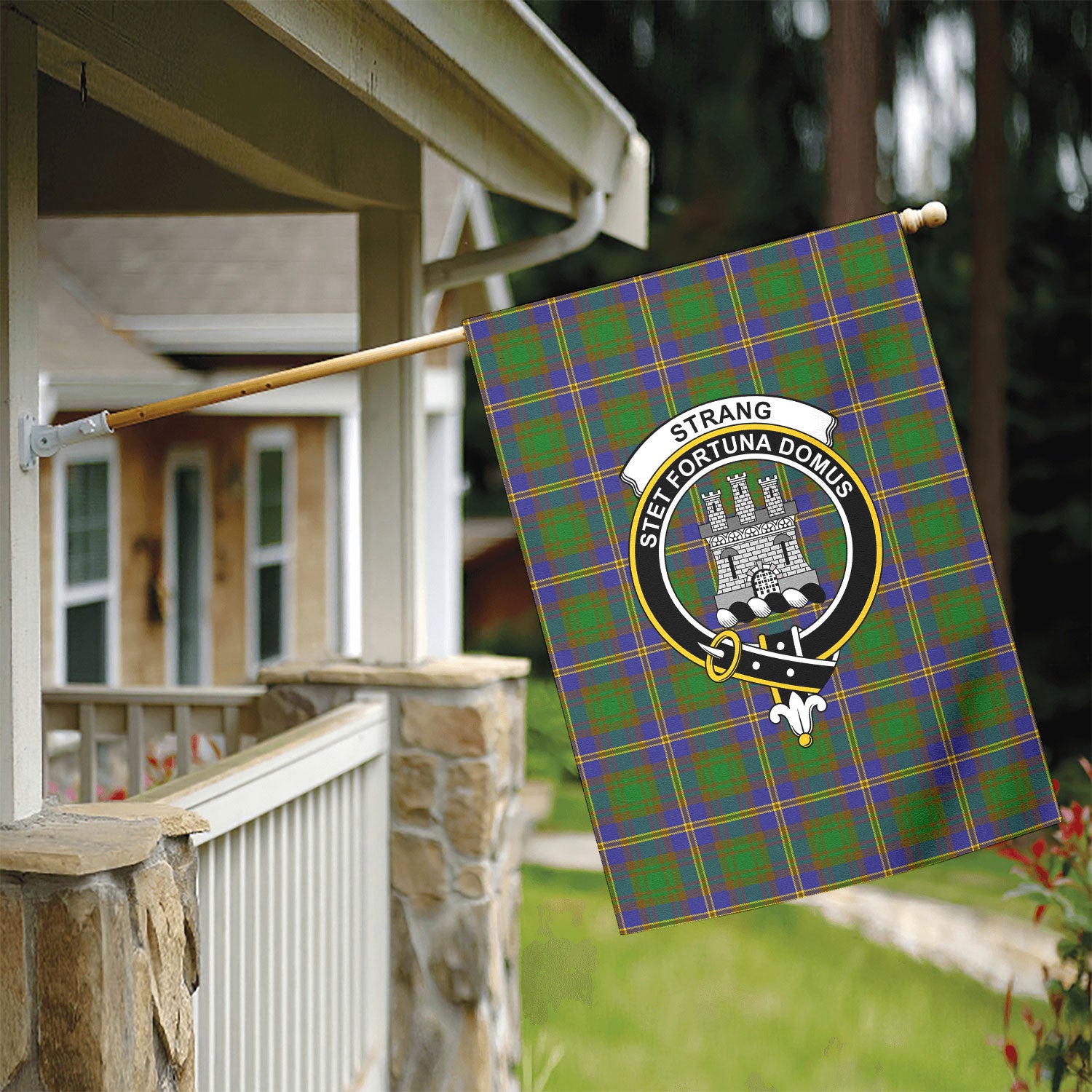 Strang (or Strange) Tartan Crest Garden Flag