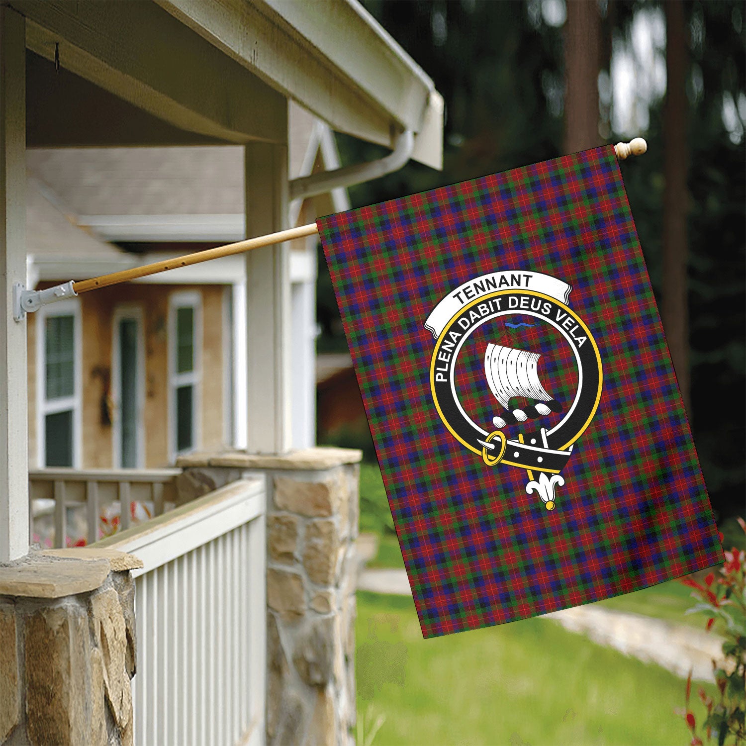Tennant Tartan Crest Garden Flag