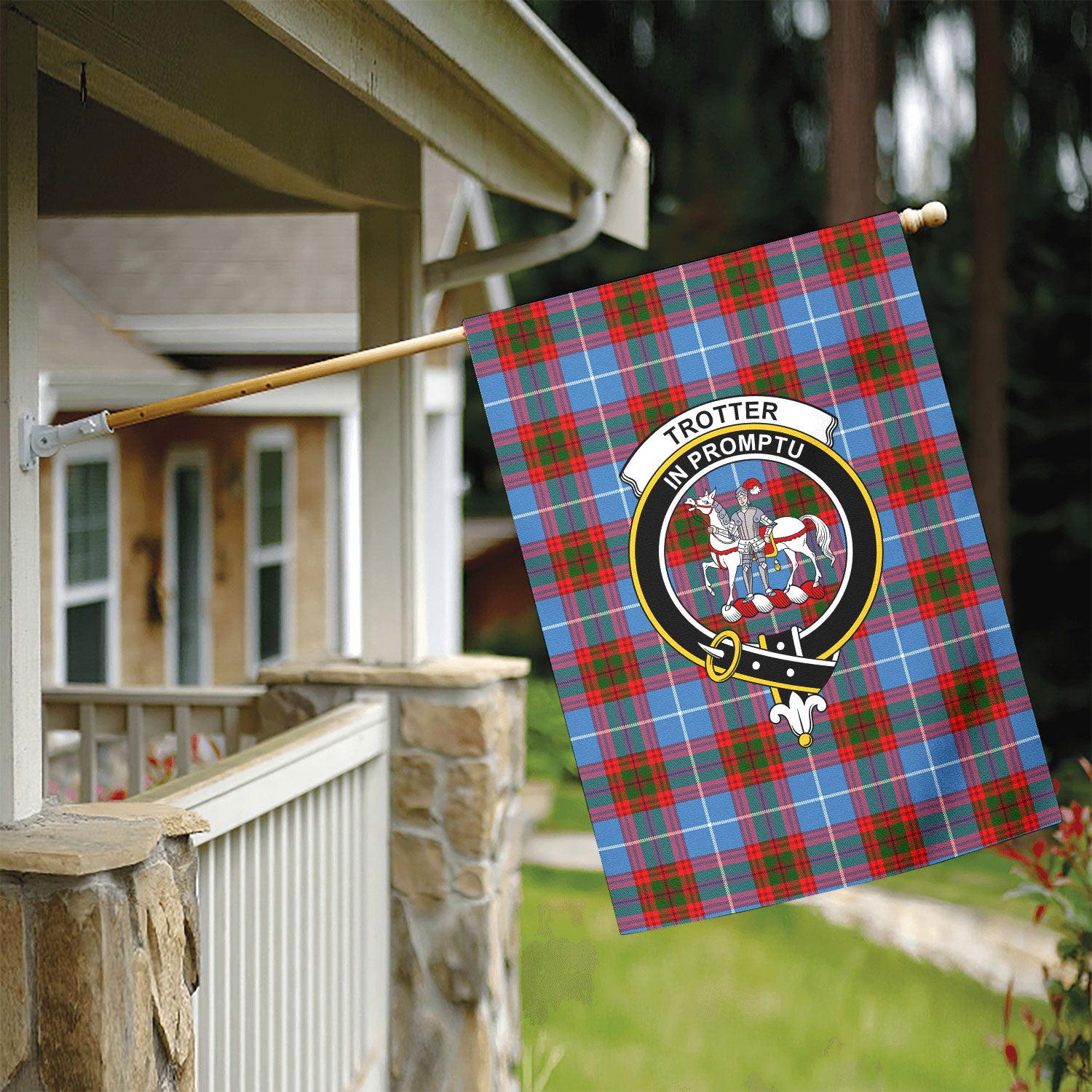 Trotter Tartan Crest Garden Flag