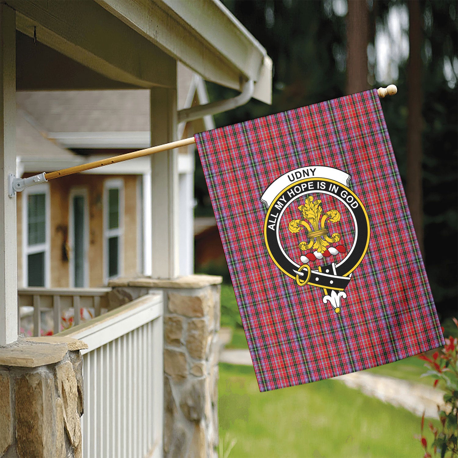 Udny Tartan Crest Garden Flag