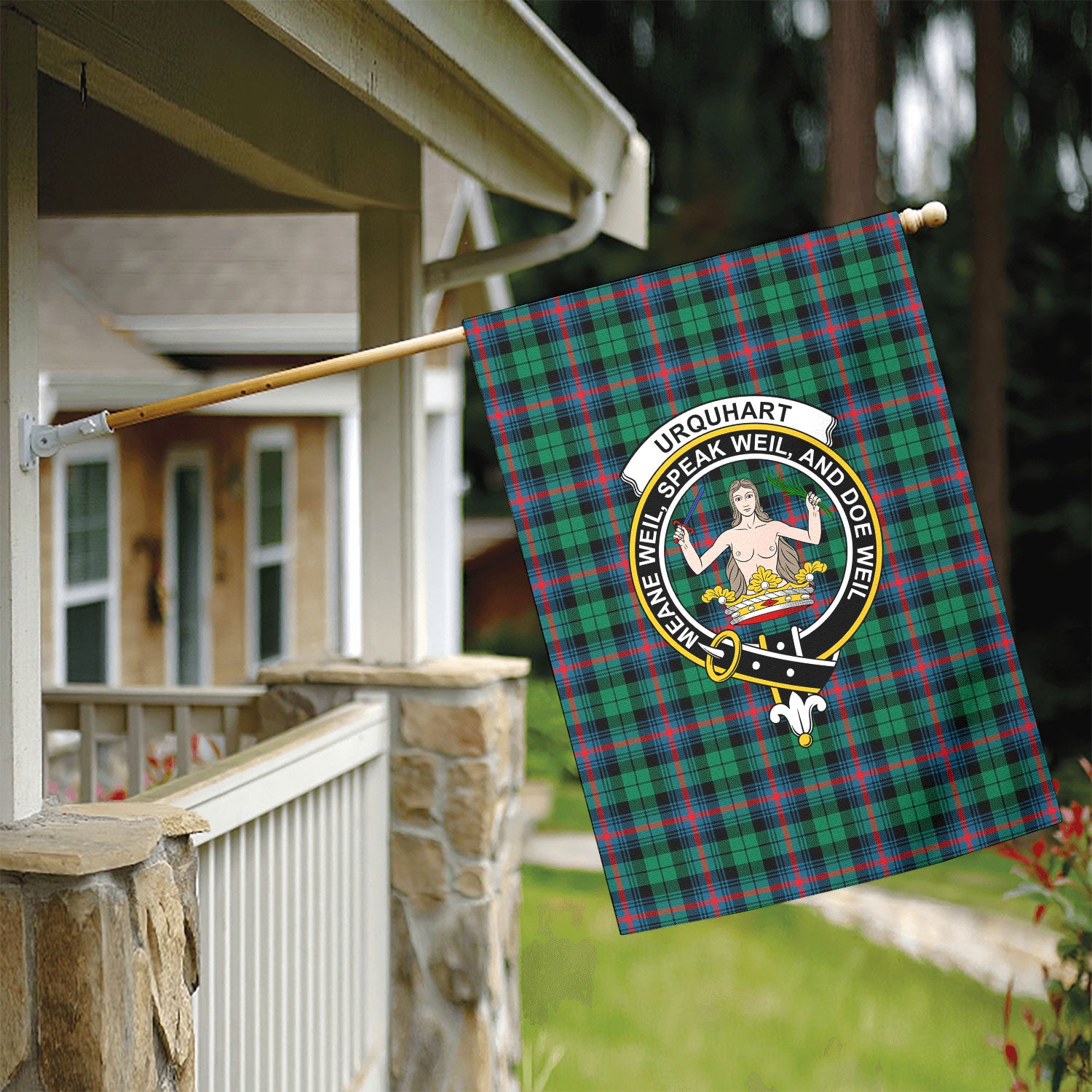 Urquhart Broad Red Ancient Tartan Crest Garden Flag