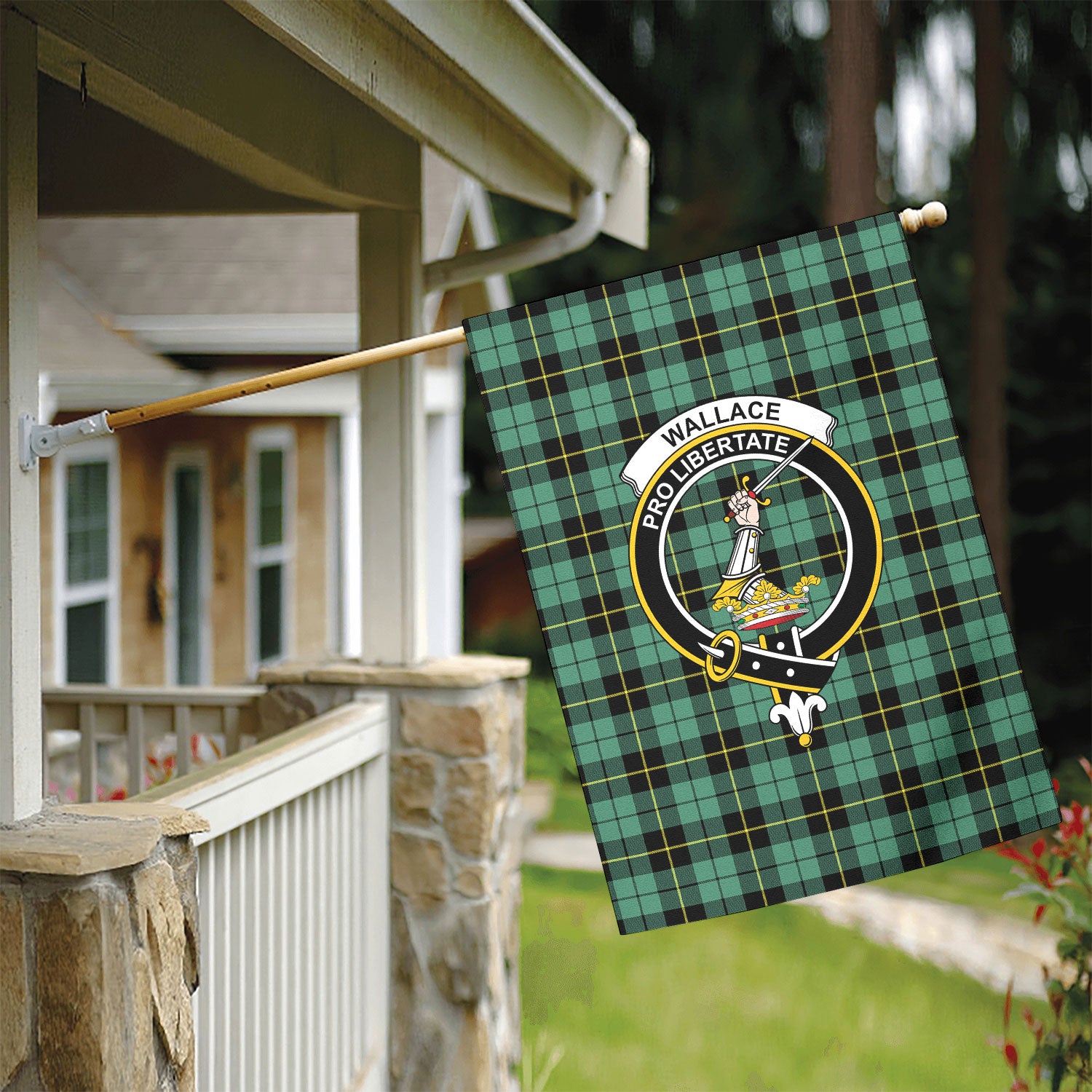 Wallace Hunting Ancient Tartan Crest Garden Flag