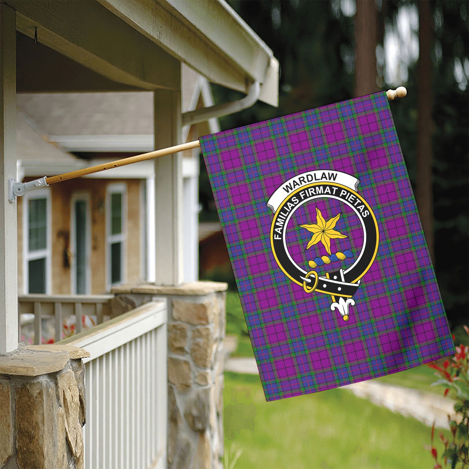 Wardlaw Modern Tartan Crest Garden Flag