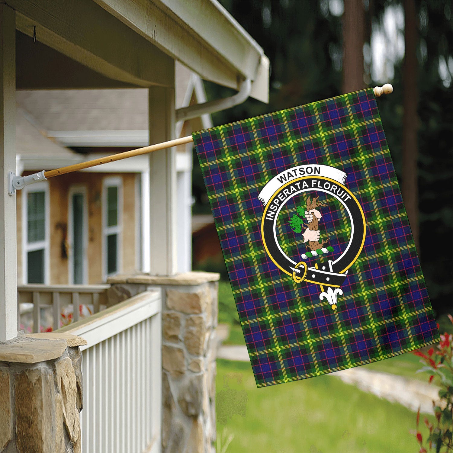 Watson Modern Tartan Crest Garden Flag