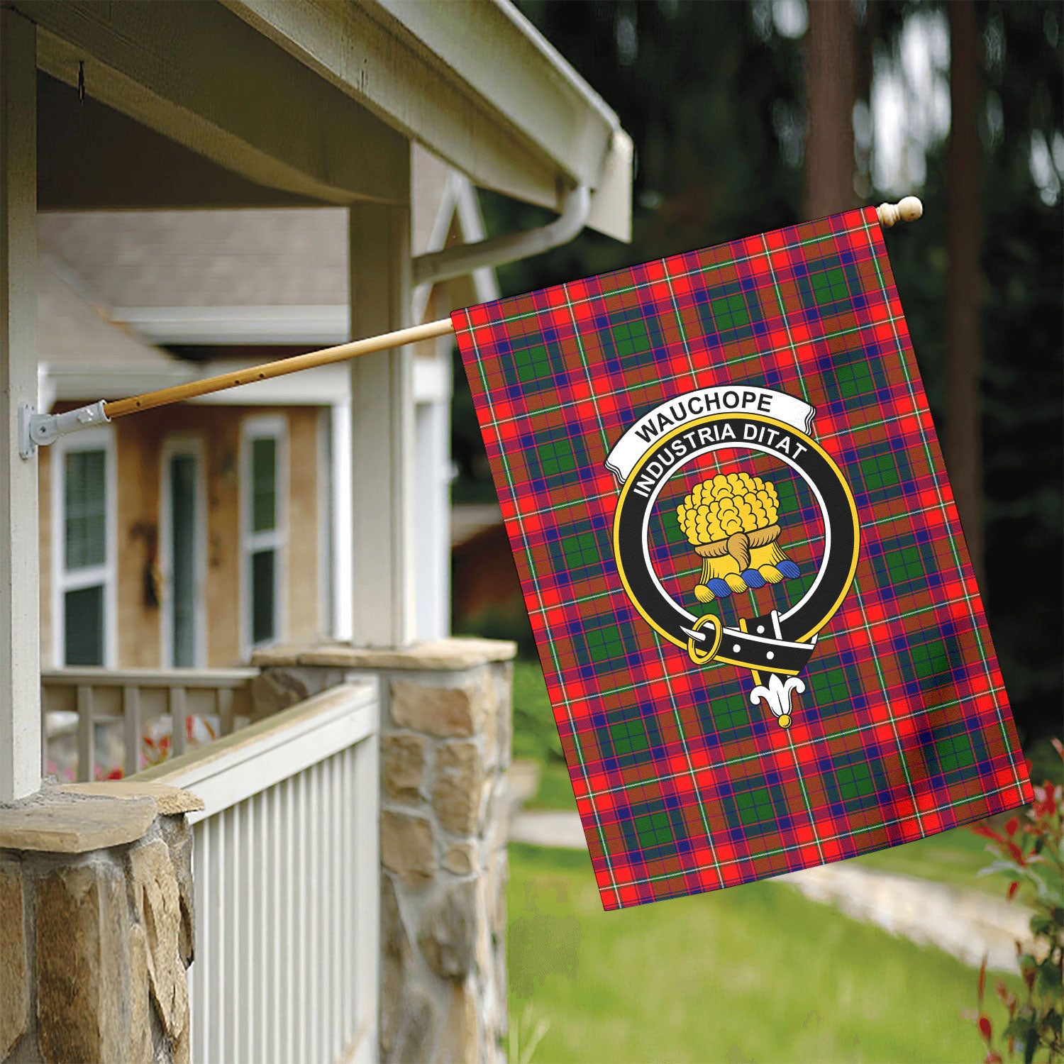 Wauchope (or Waugh) Tartan Crest Garden Flag