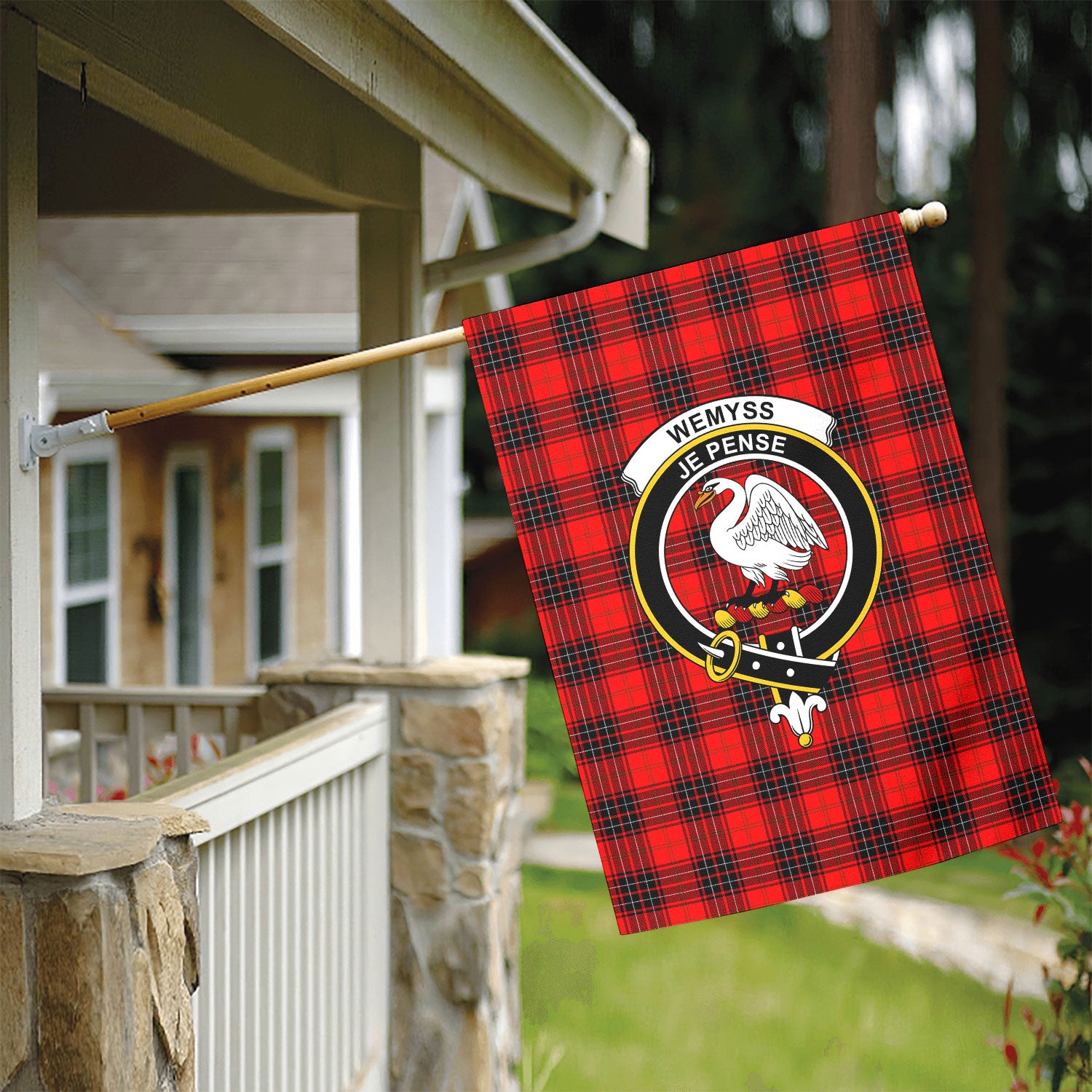 Wemyss Modern Tartan Crest Garden Flag