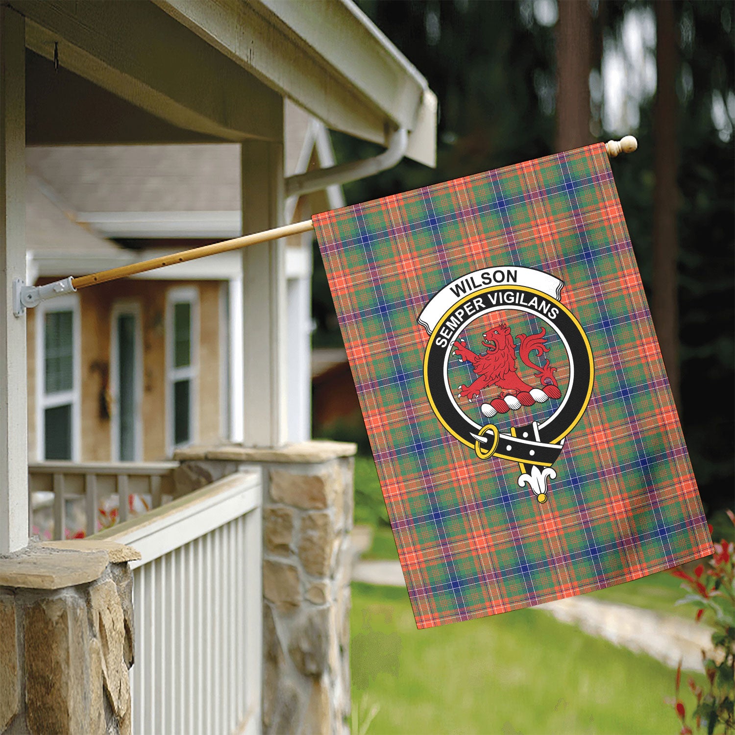 Wilson Ancient Tartan Crest Garden Flag