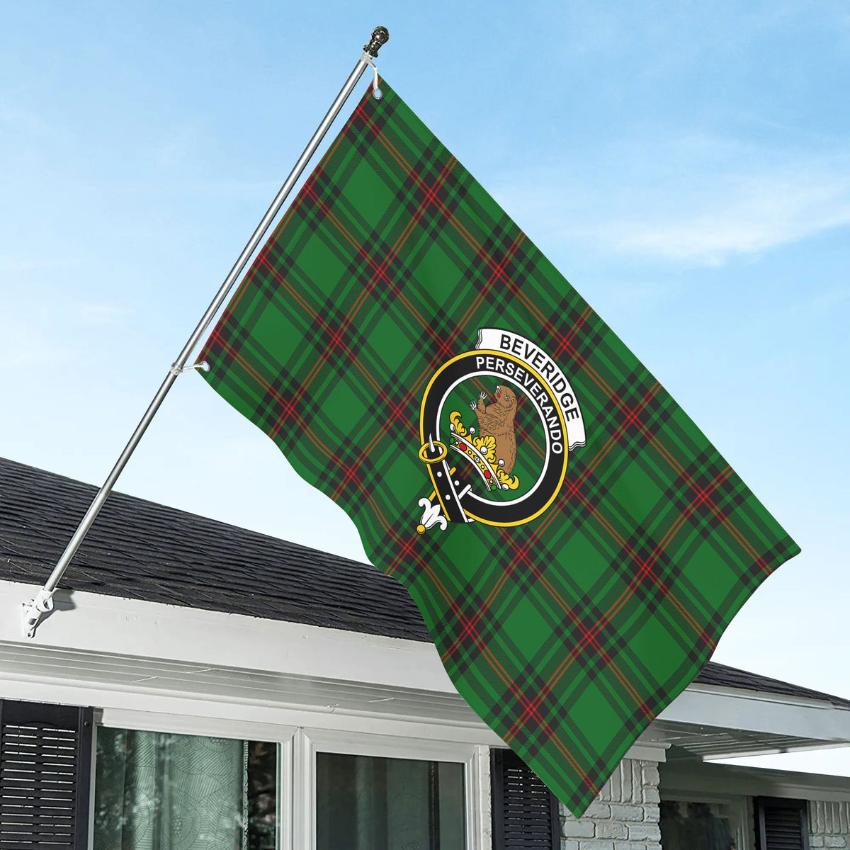 Beveridge Tartan Crest House Flag