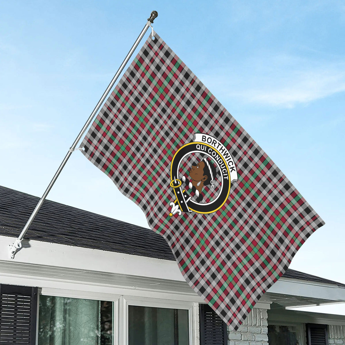Borthwick Ancient Tartan Crest House Flag