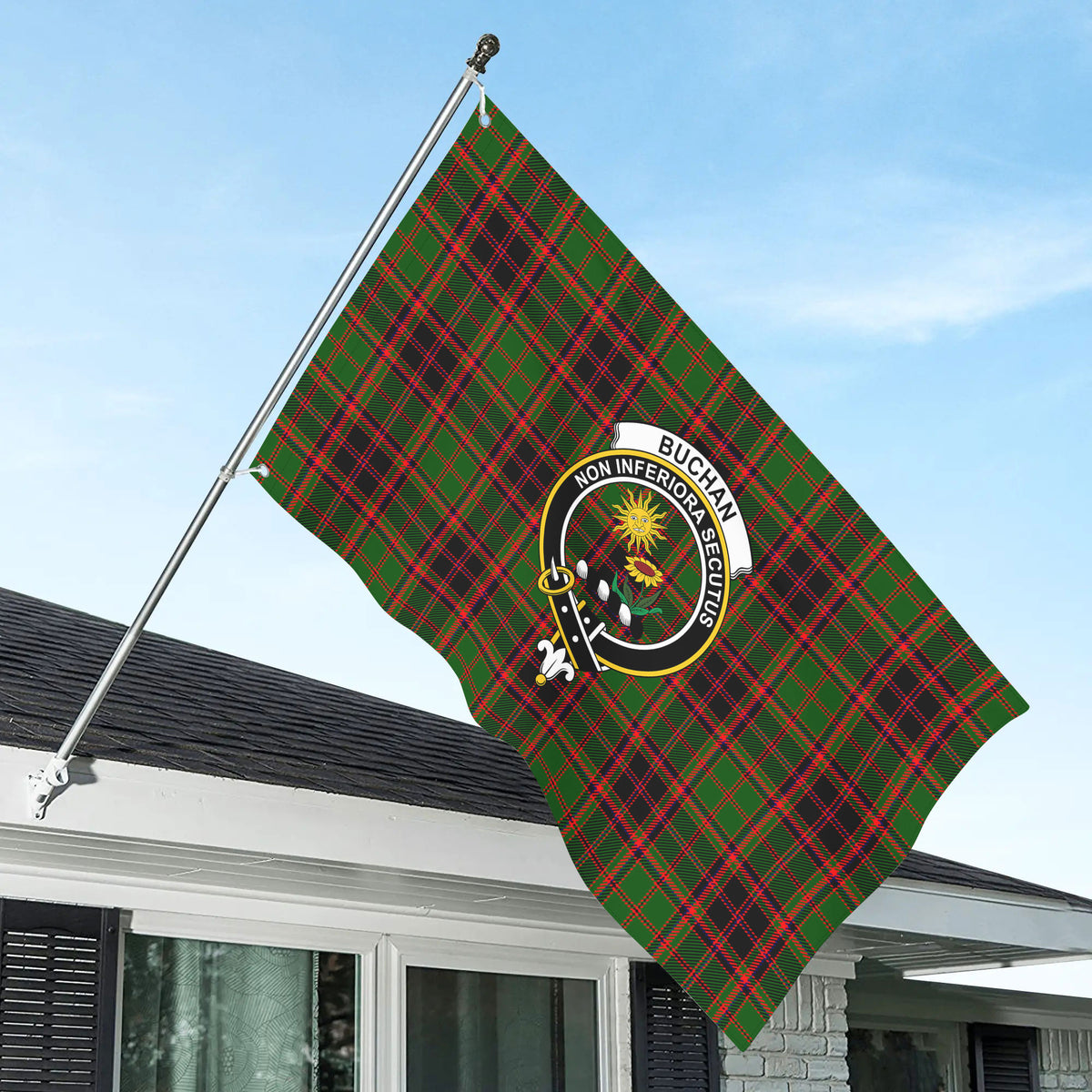 Buchan Modern Tartan Crest House Flag
