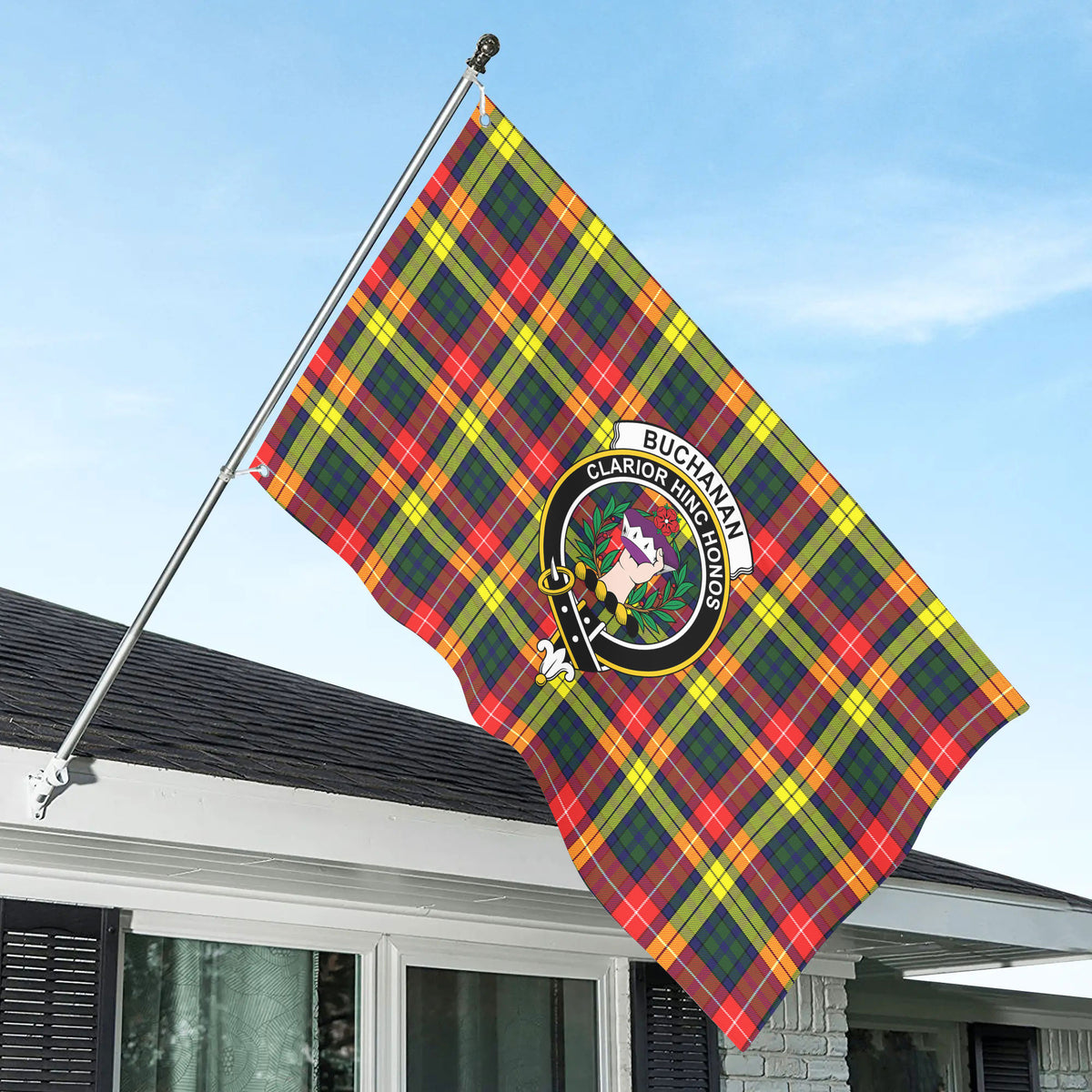 Buchanan Modern Tartan Crest House Flag