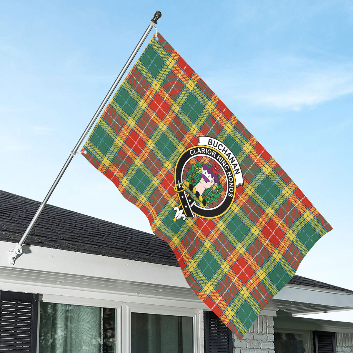 Buchanan Old Sett Tartan Crest House Flag