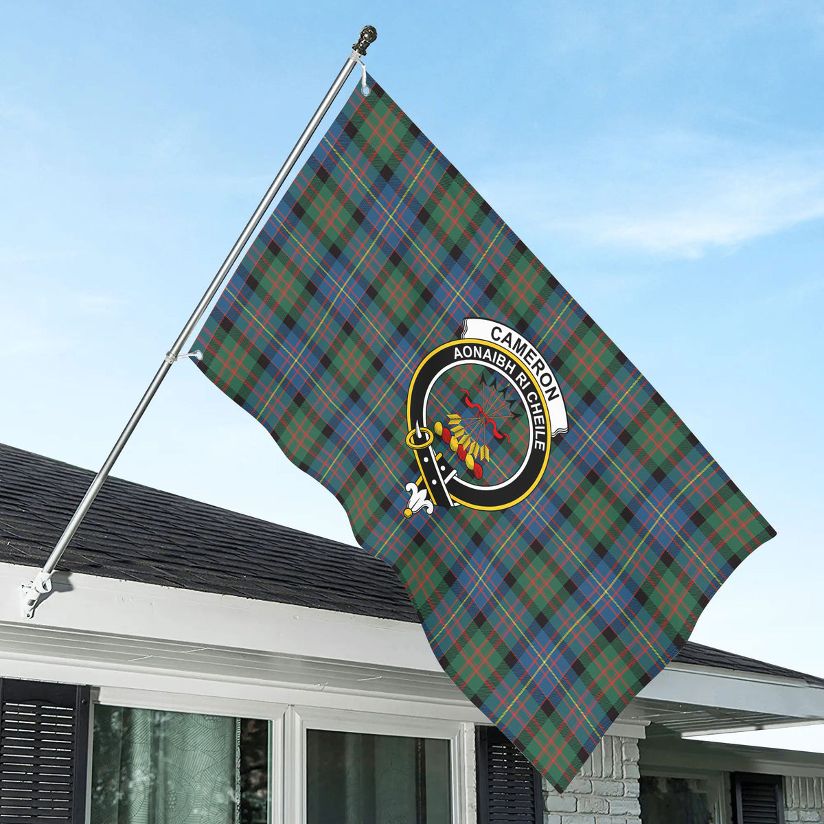 Cameron of Erracht Ancient Tartan Crest House Flag