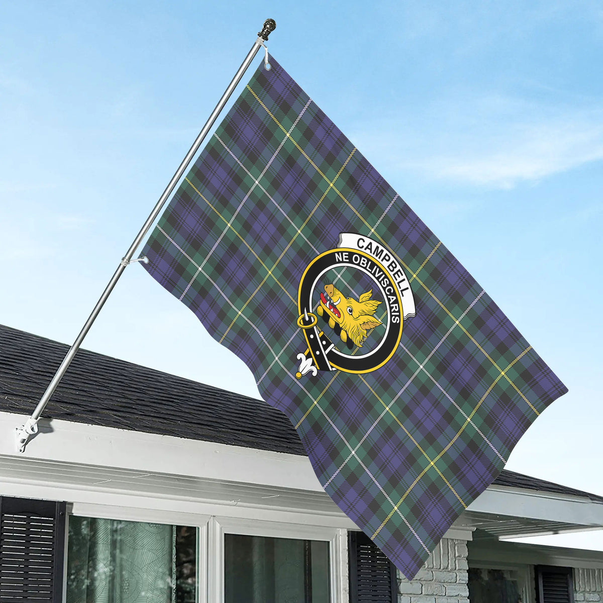 Campbell Argyll Modern Tartan Crest House Flag