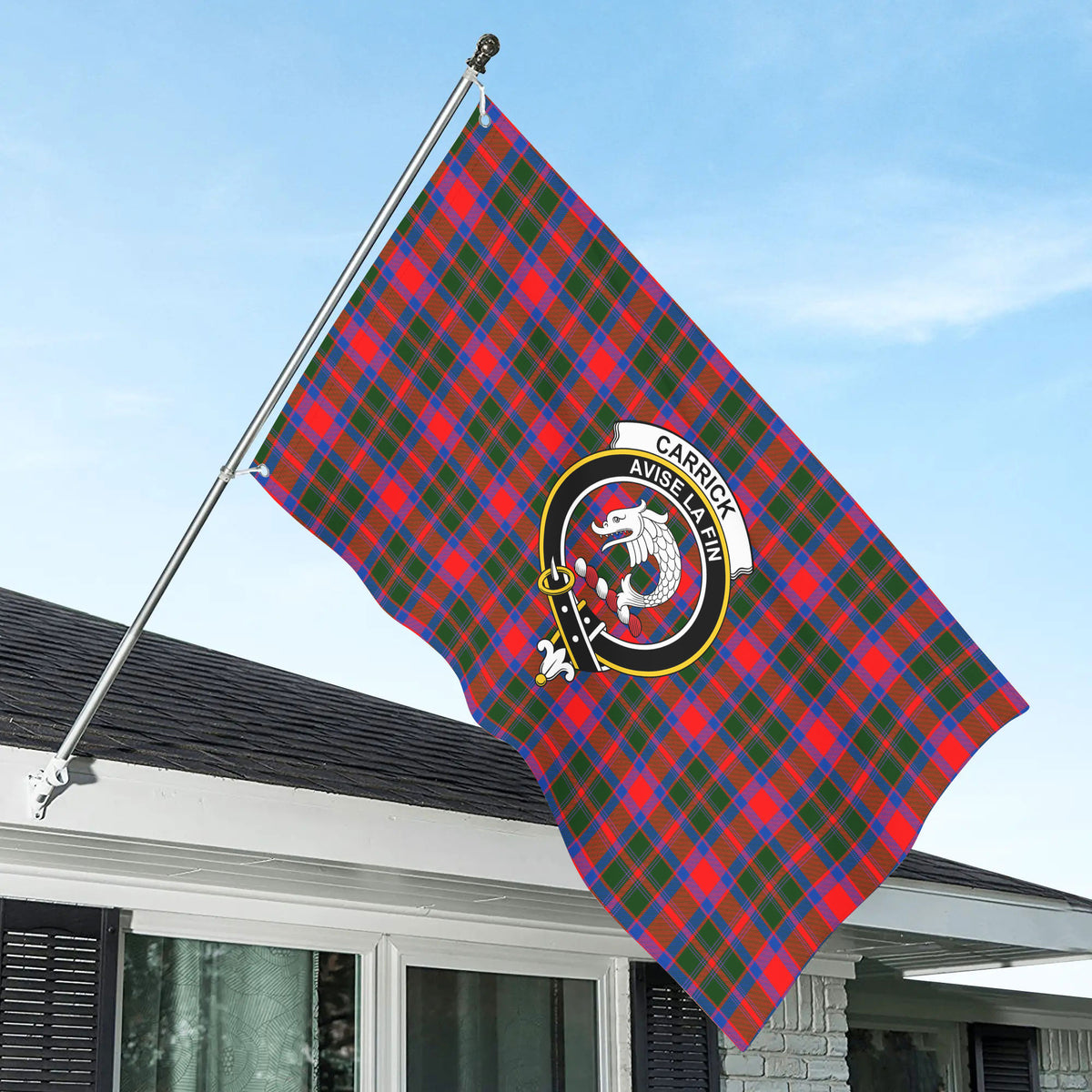 Carrick District Tartan Crest House Flag