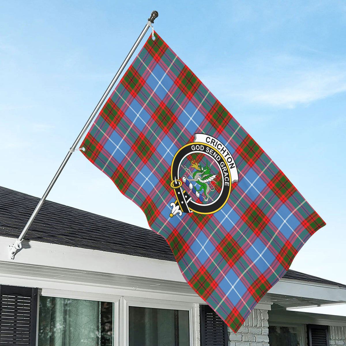 Crichton Tartan Crest House Flag