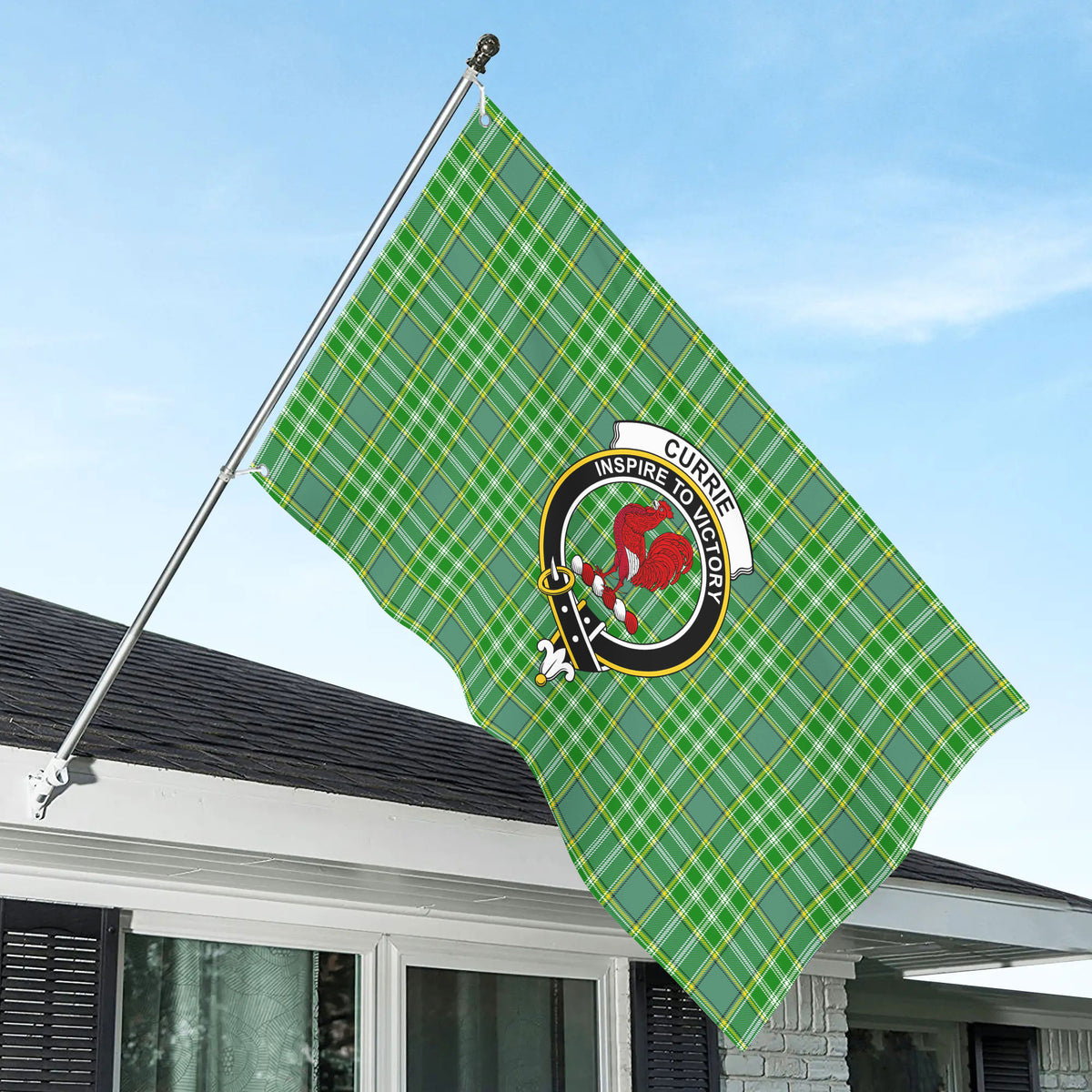 Currie Tartan Crest House Flag