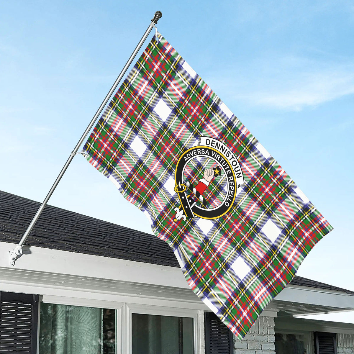 Dennistoun Tartan Crest House Flag
