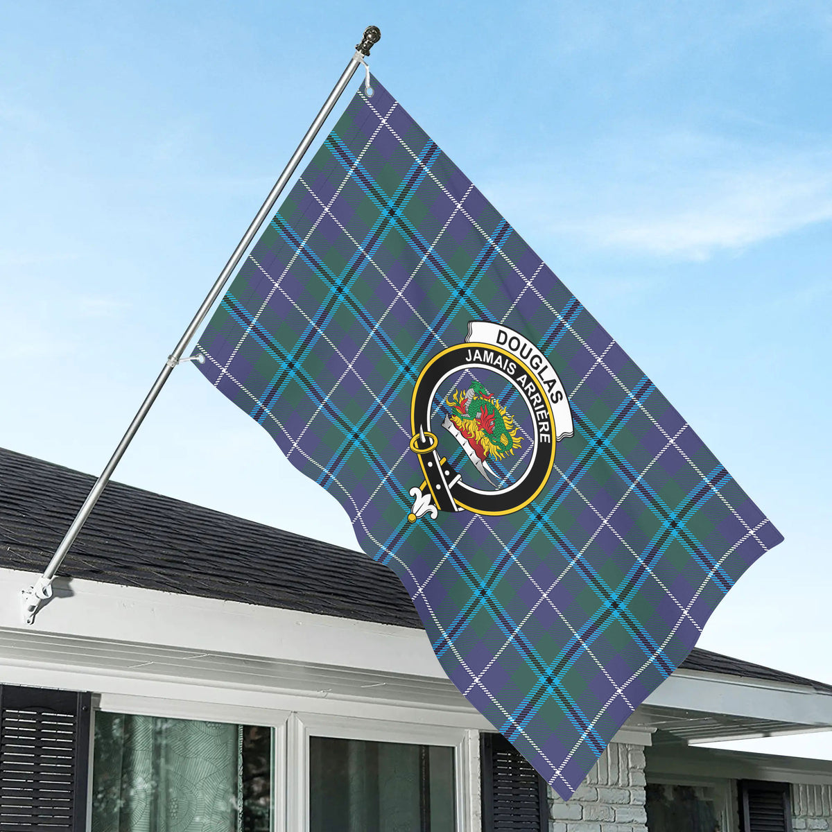 Douglas Modern Tartan Crest House Flag