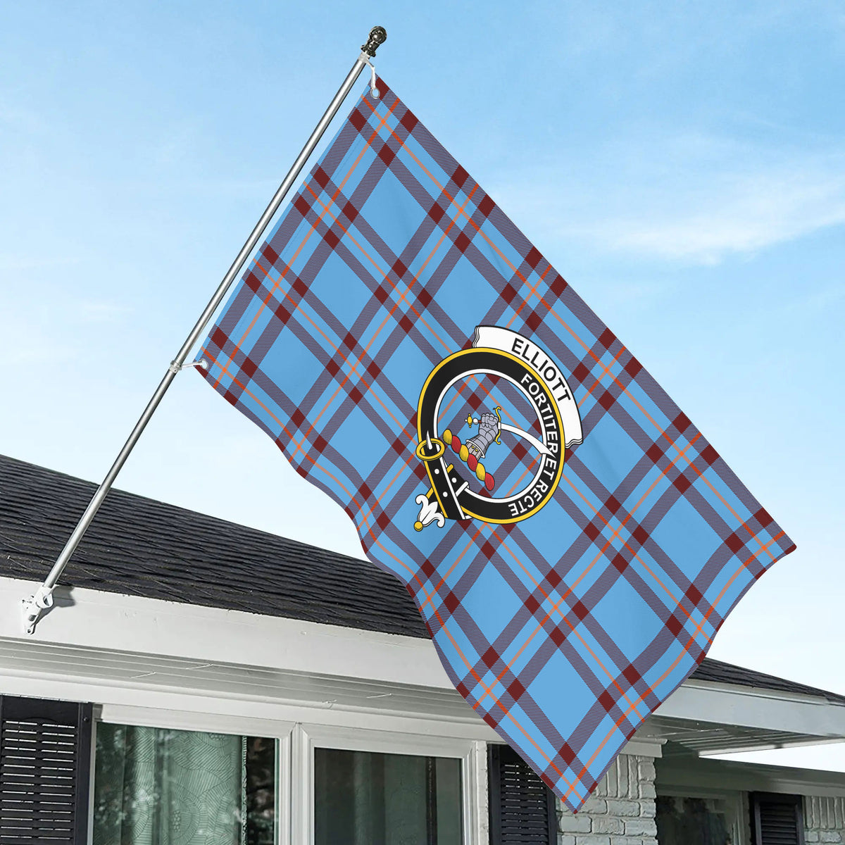 Elliott Ancient Tartan Crest House Flag