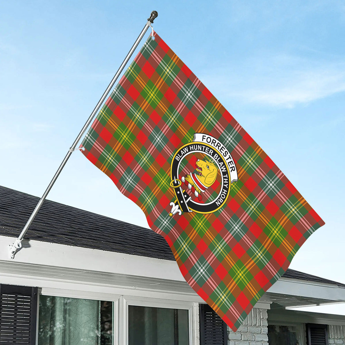 Forrester Tartan Crest House Flag