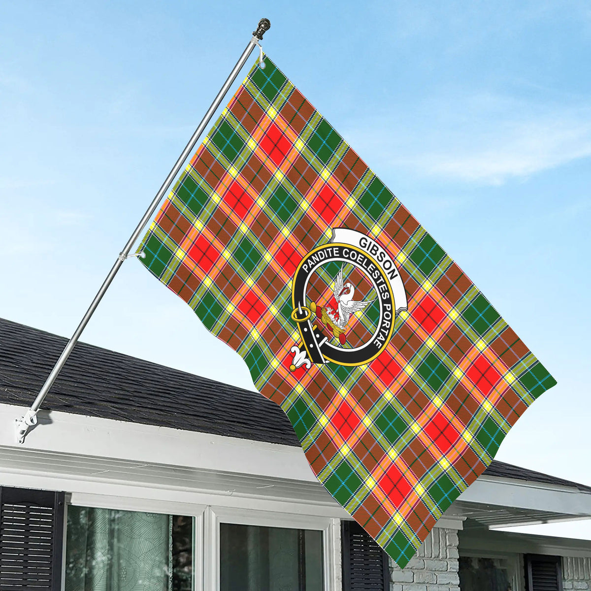 Gibson Tartan Crest House Flag
